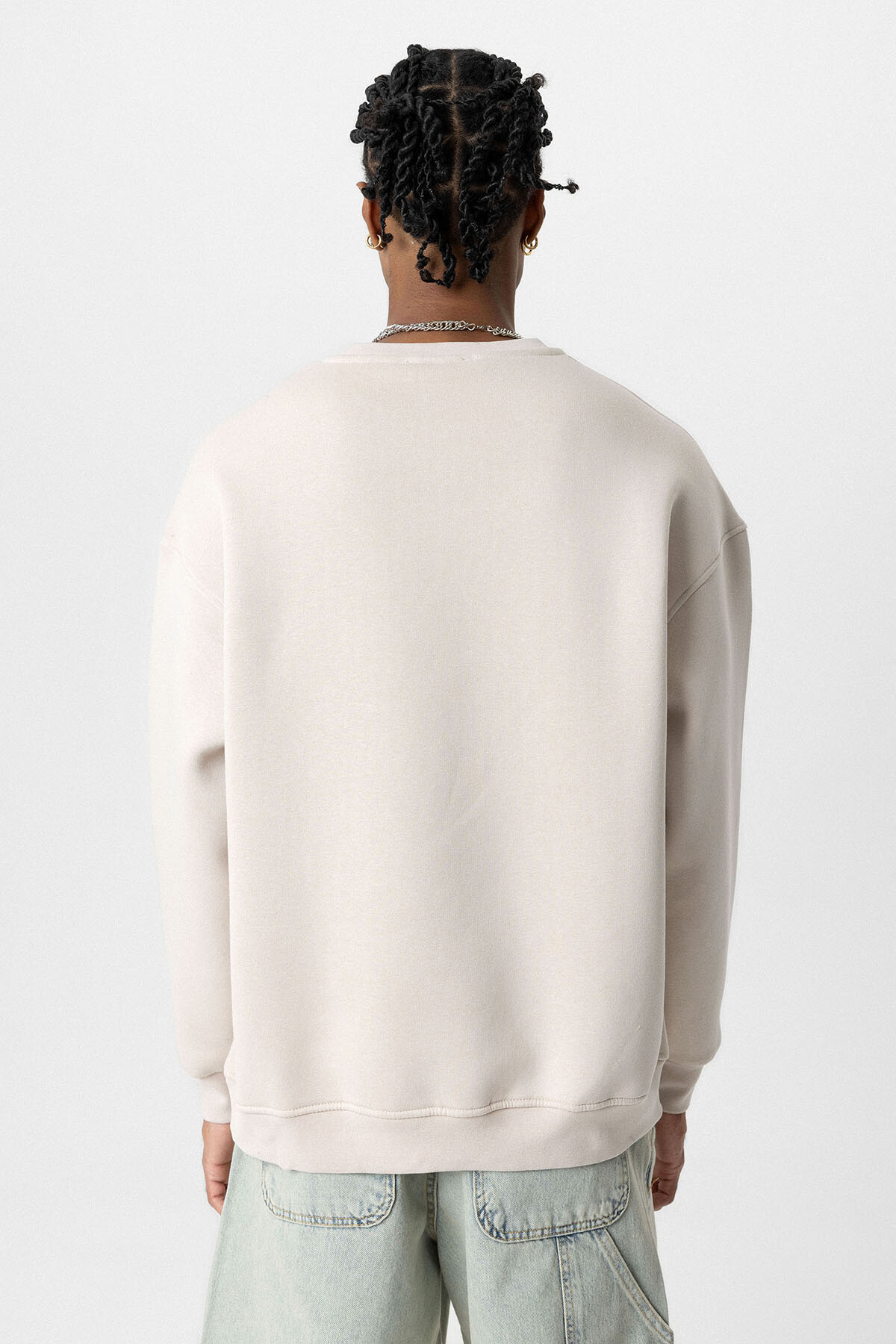 BASIC OVERSIZE BİSİKLET YAKA SWEATSHIRT TAŞ