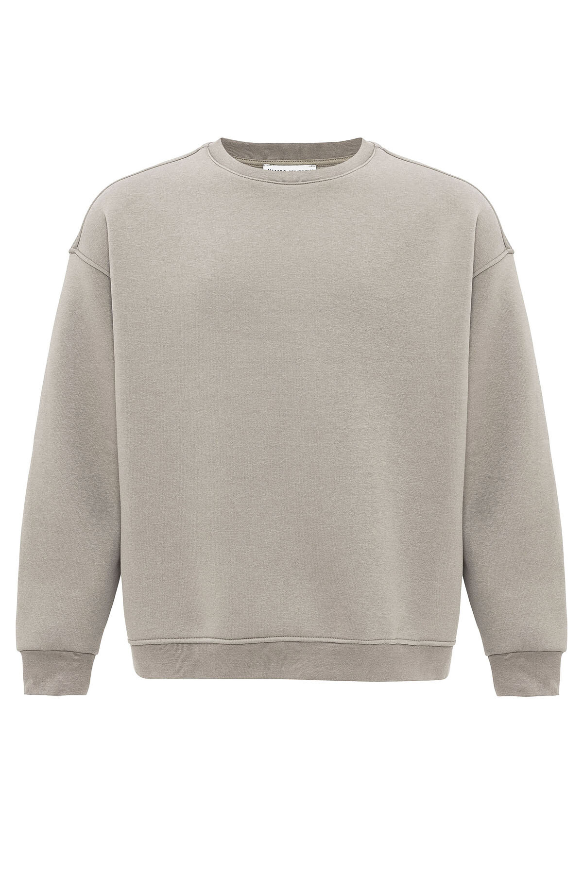 BASIC OVERSIZE BİSİKLET YAKA SWEATSHIRT VİZON