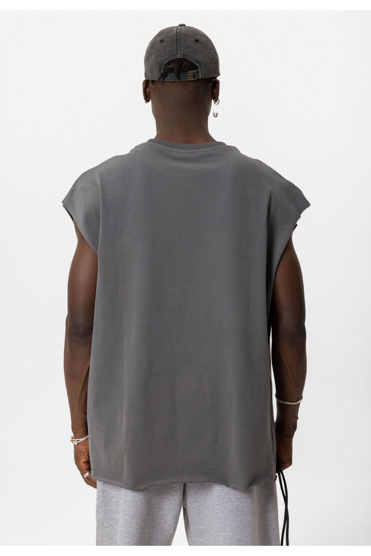 Basic Oversize Kolsuz T-Shirt FÜME