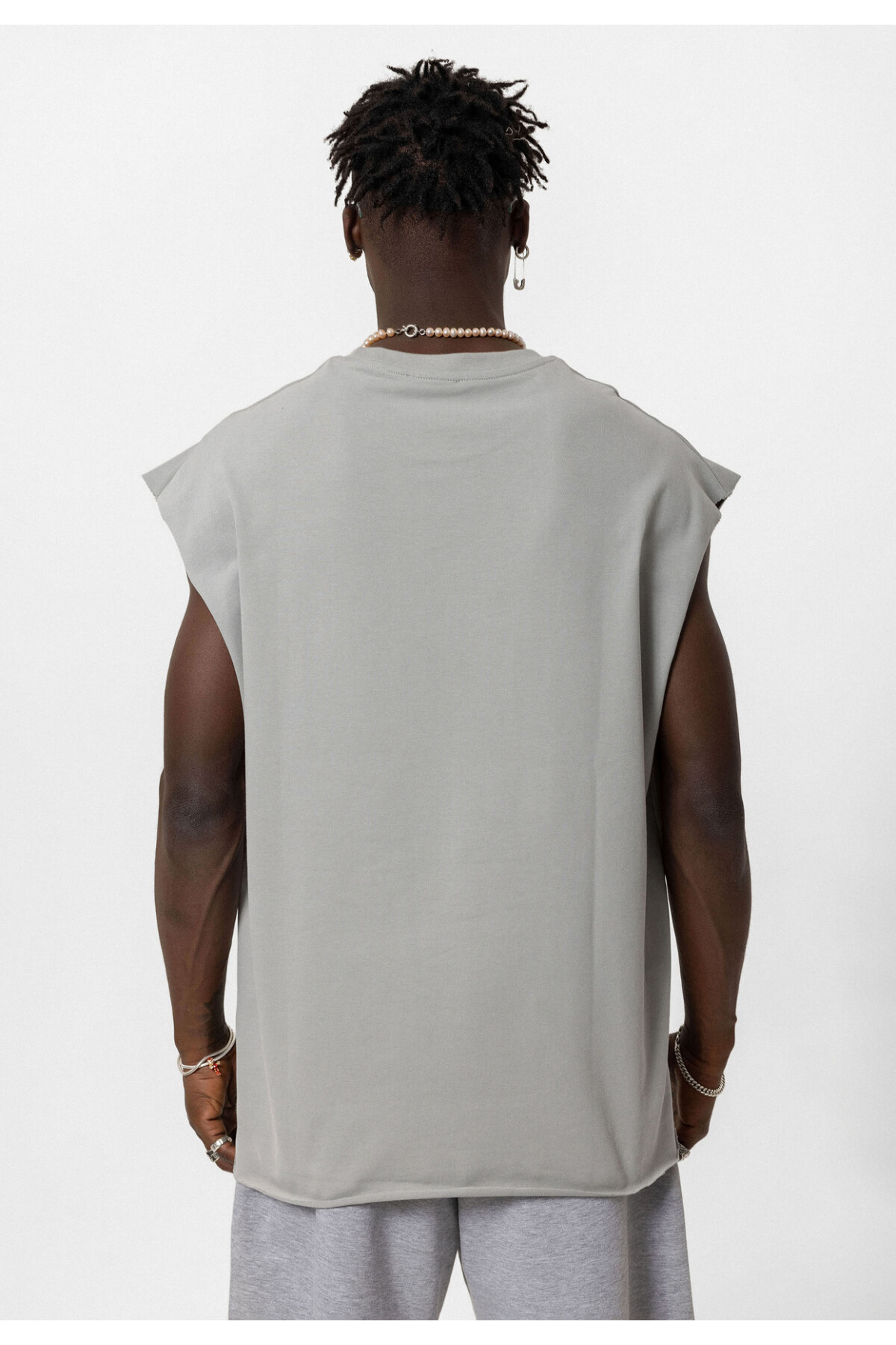 Basic Oversize Kolsuz T-Shirt GRİ