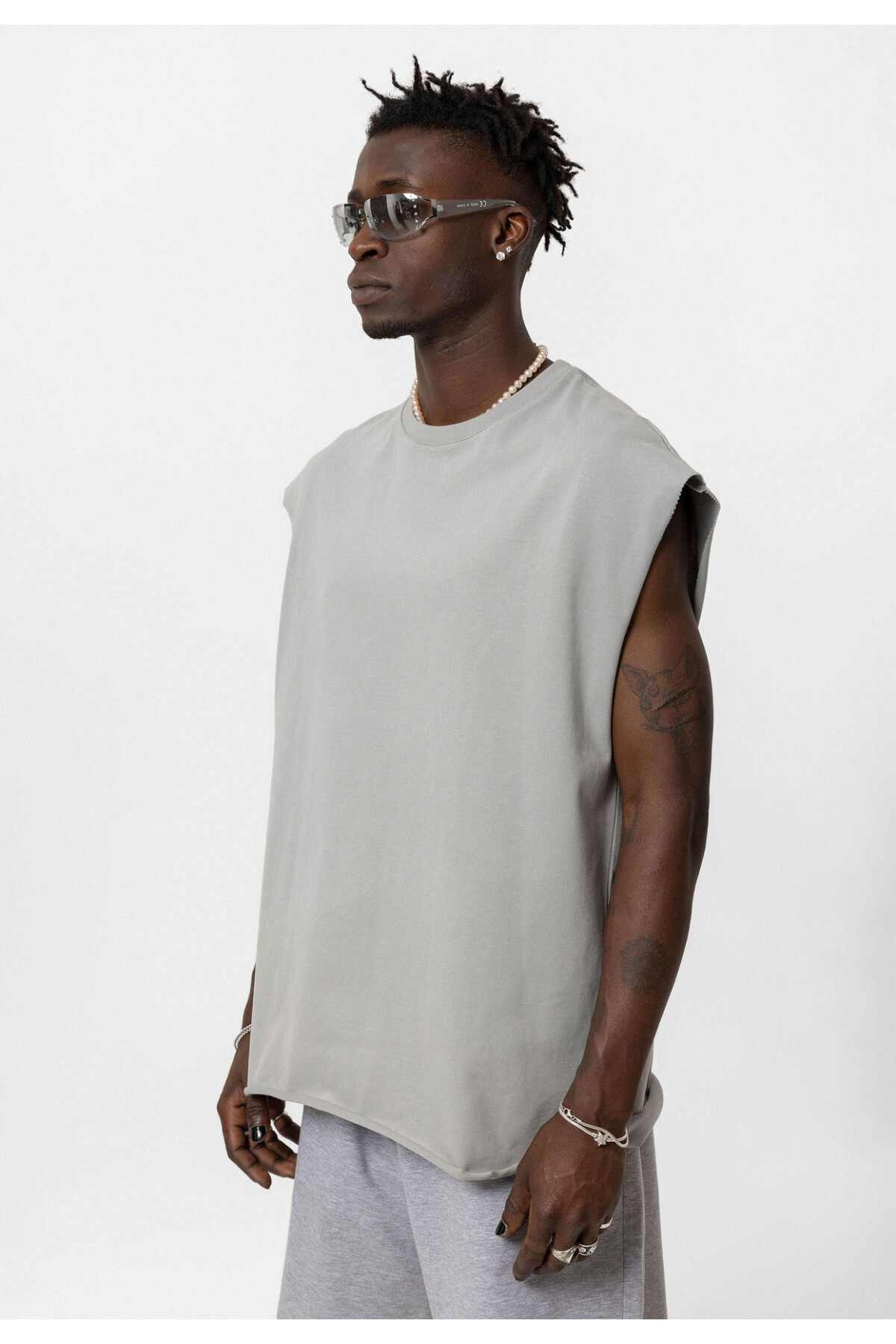 Basic Oversize Kolsuz T-Shirt GRİ