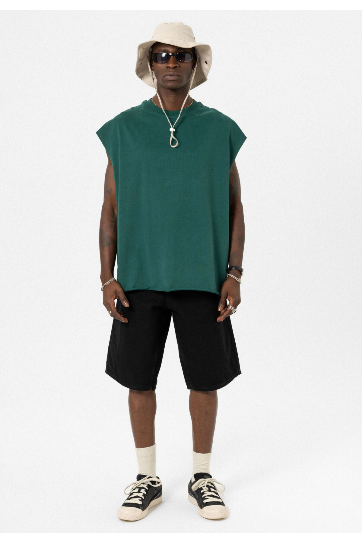 Basic Oversize Kolsuz T-Shirt NEFTİ