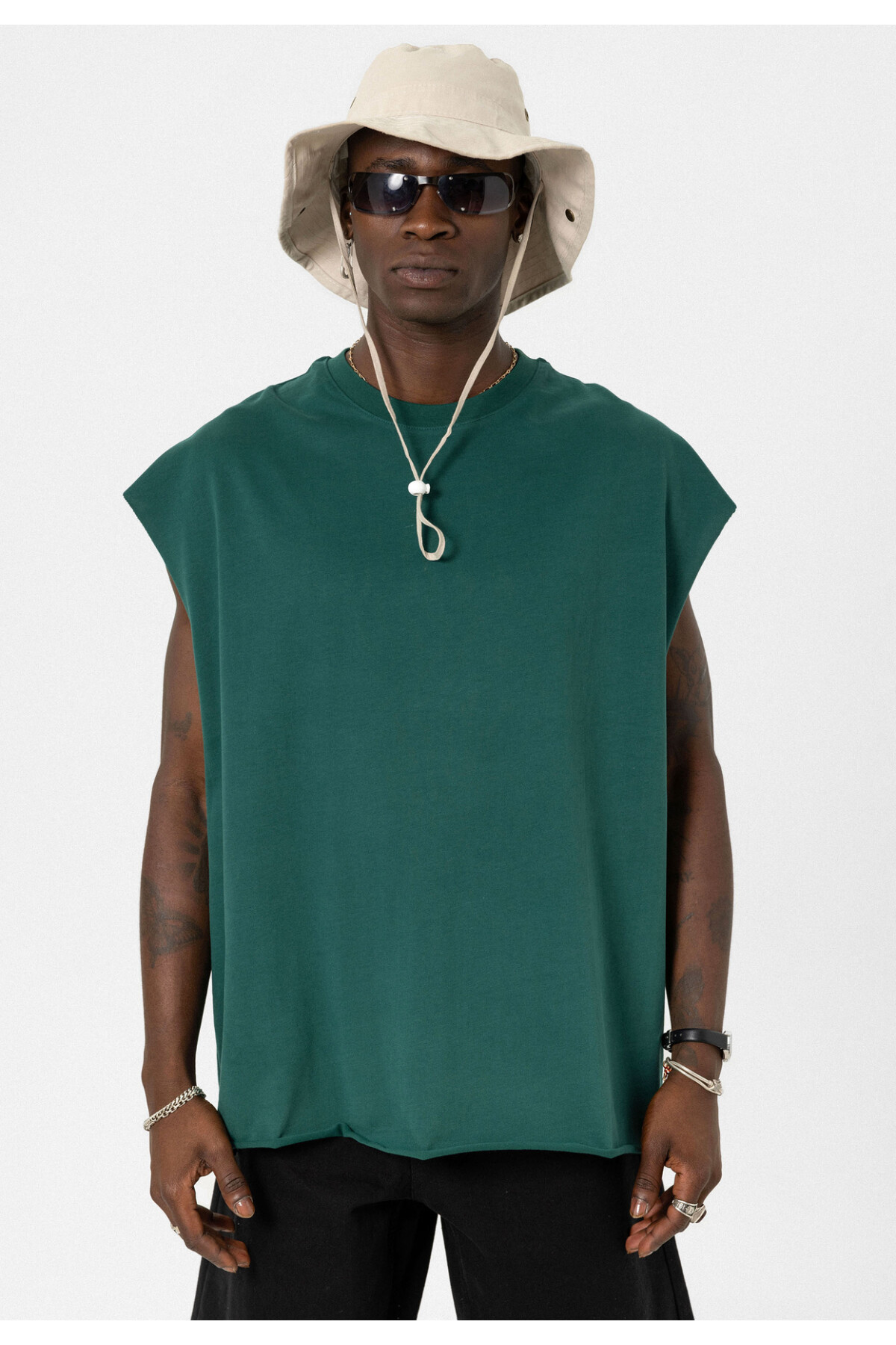 Basic Oversize Kolsuz T-Shirt NEFTİ