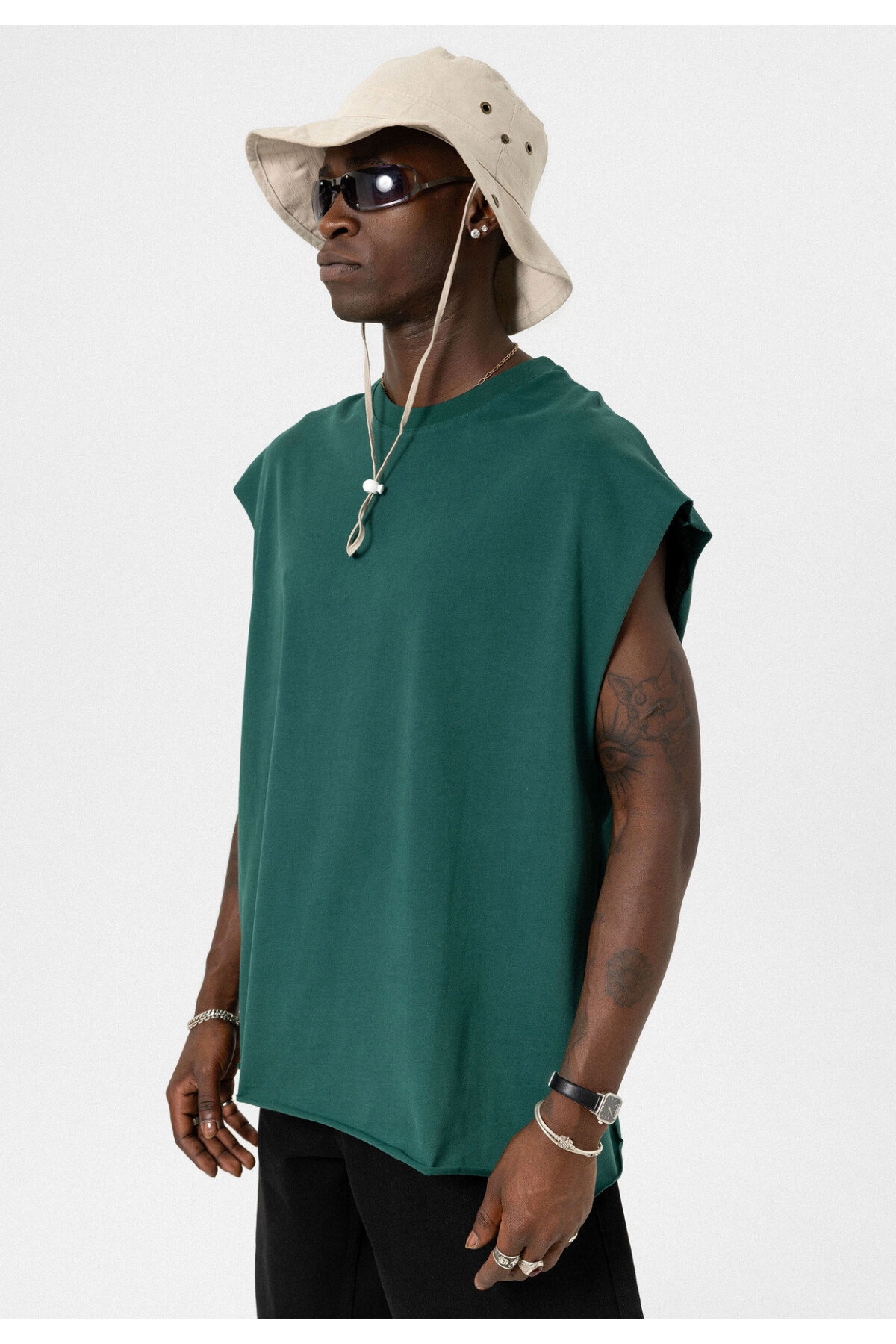 Basic Oversize Kolsuz T-Shirt NEFTİ