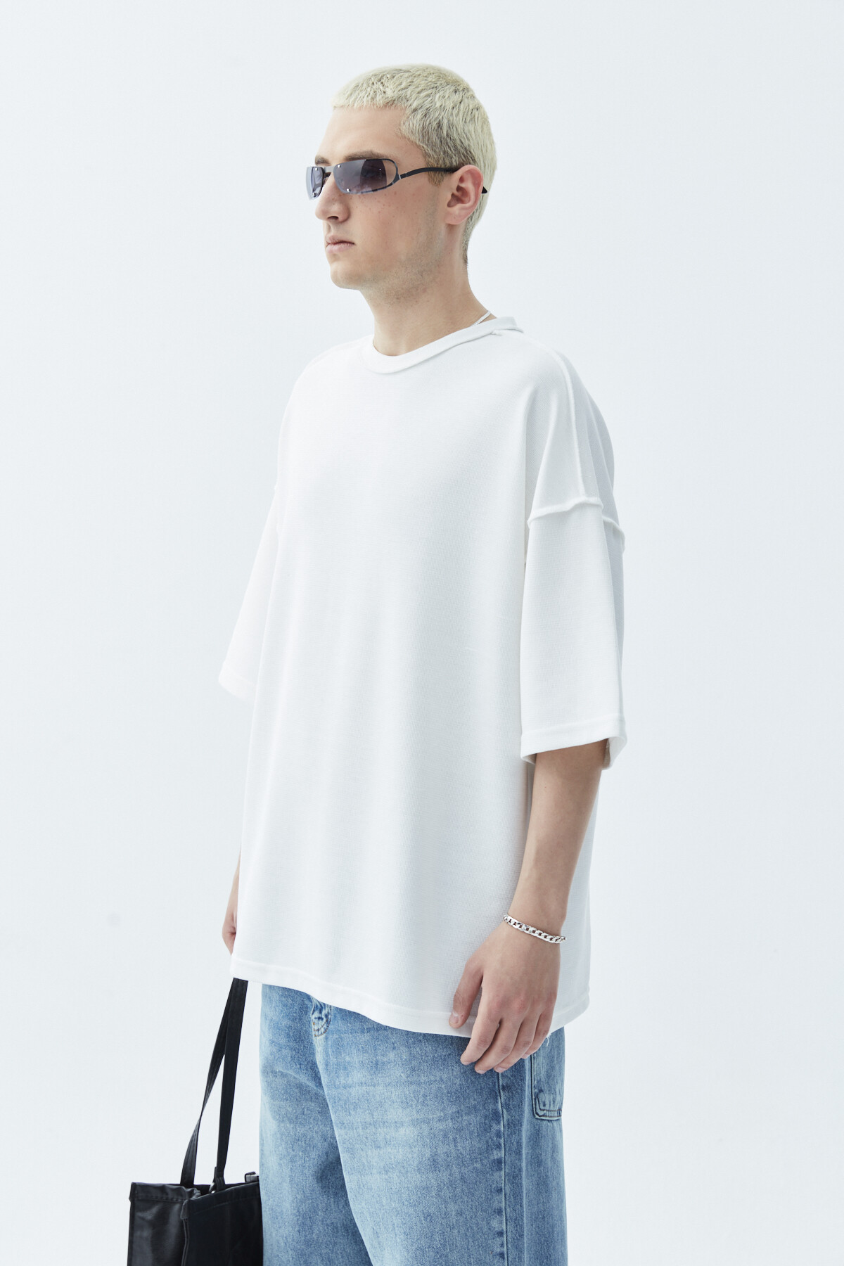 TERS DİKİŞ DETAYLI BASIC OVERSIZE T-SHIRT ŞEKER KASAR