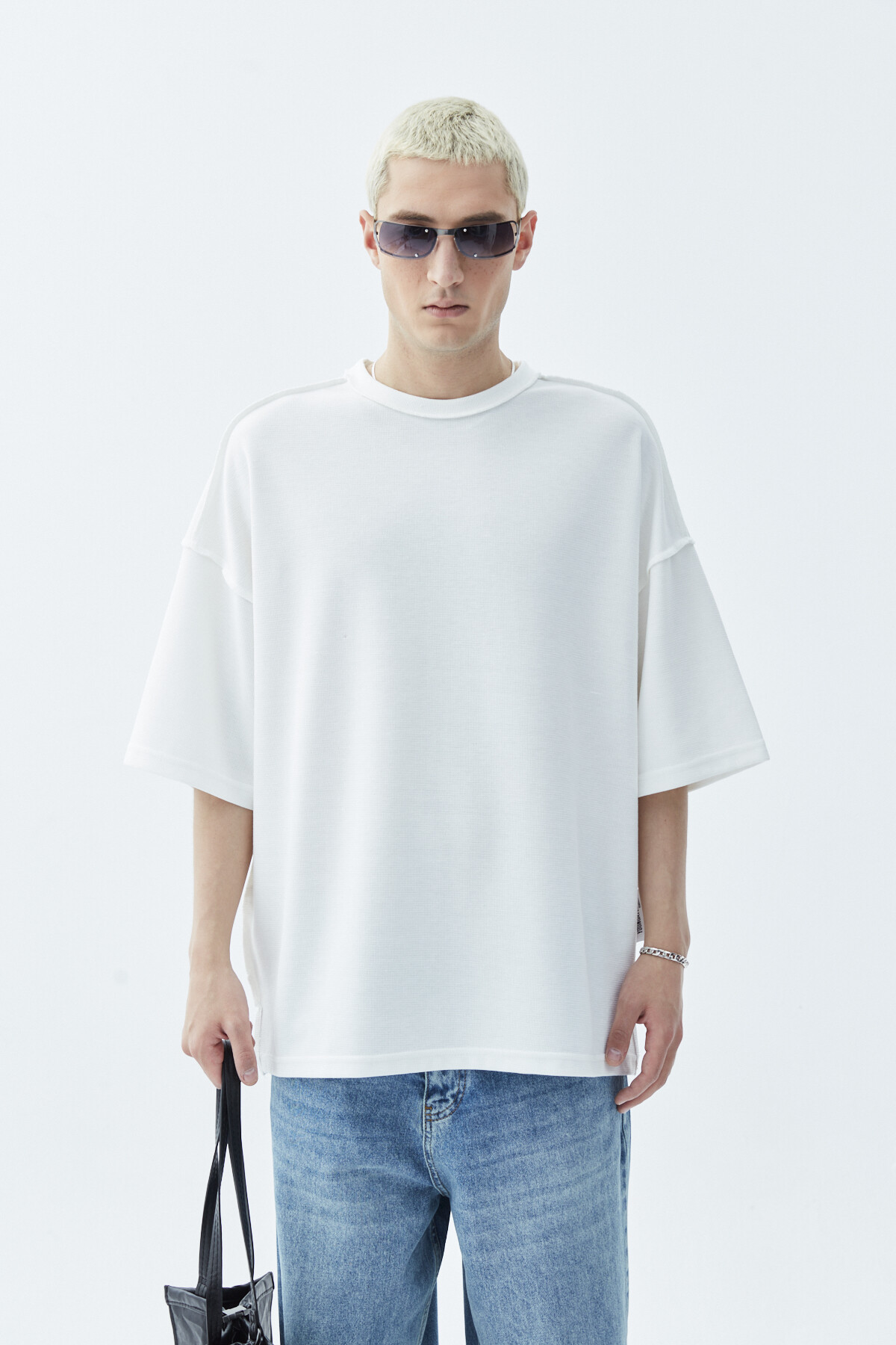 TERS DİKİŞ DETAYLI BASIC OVERSIZE T-SHIRT ŞEKER KASAR