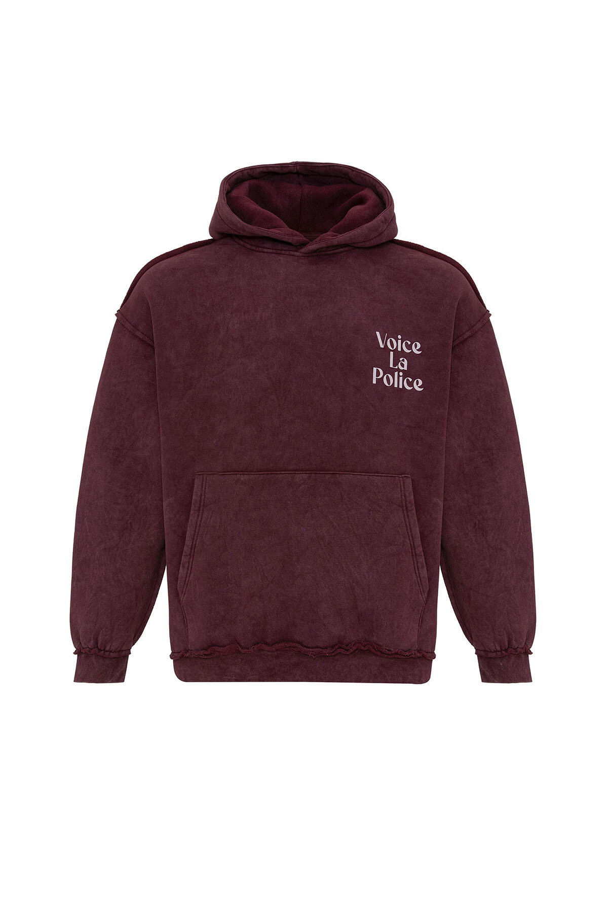 ARKA BASKILI OVERSIZE KAPÜŞONLU SWEATSHIRT BORDO