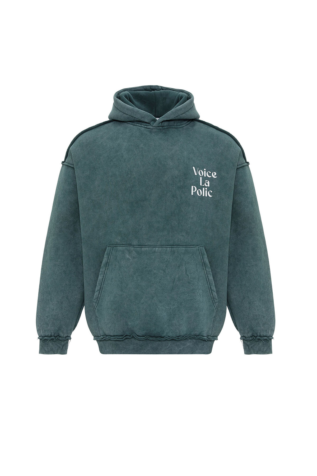 ARKA BASKILI OVERSIZE KAPÜŞONLU SWEATSHIRT PETROL