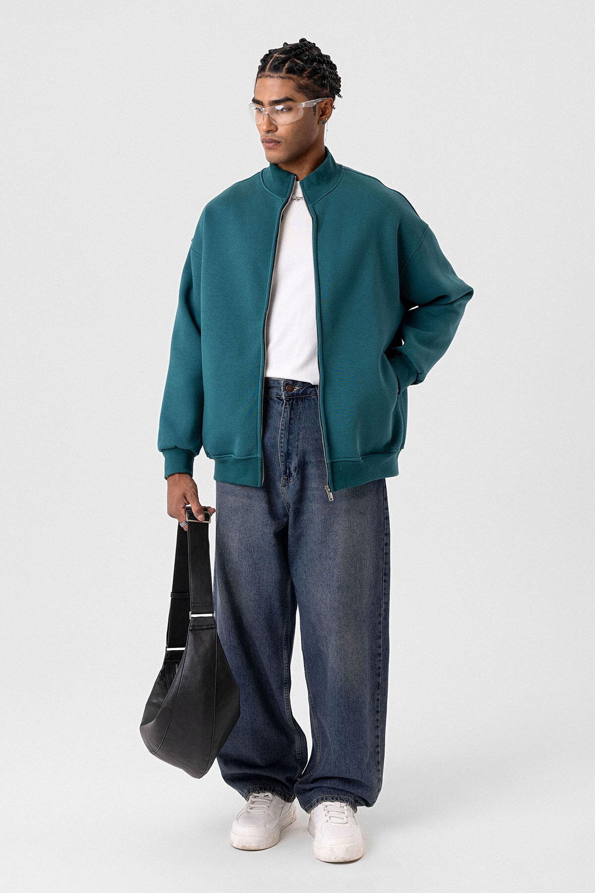 BASIC FERMUARLI OVERSIZE SWEATSHIRT PETROL