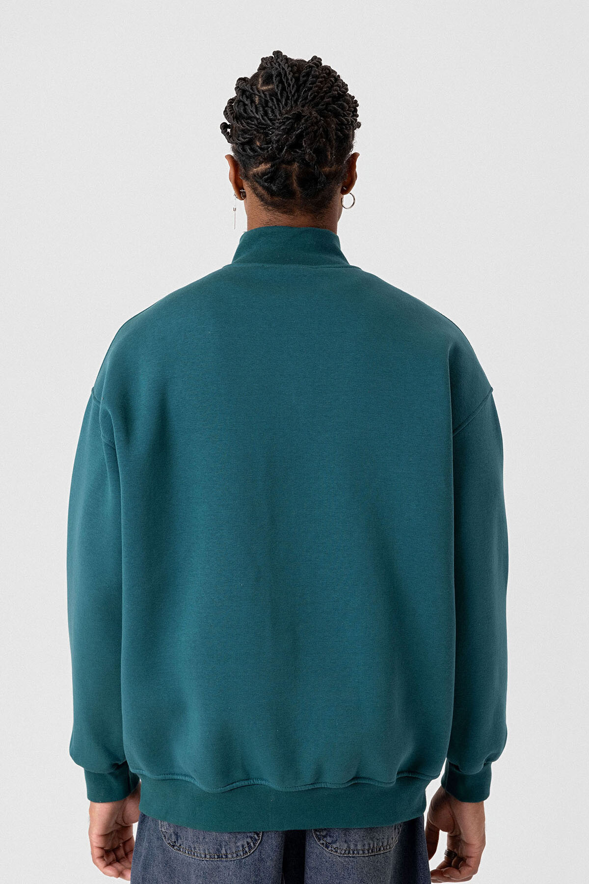 BASIC FERMUARLI OVERSIZE SWEATSHIRT PETROL