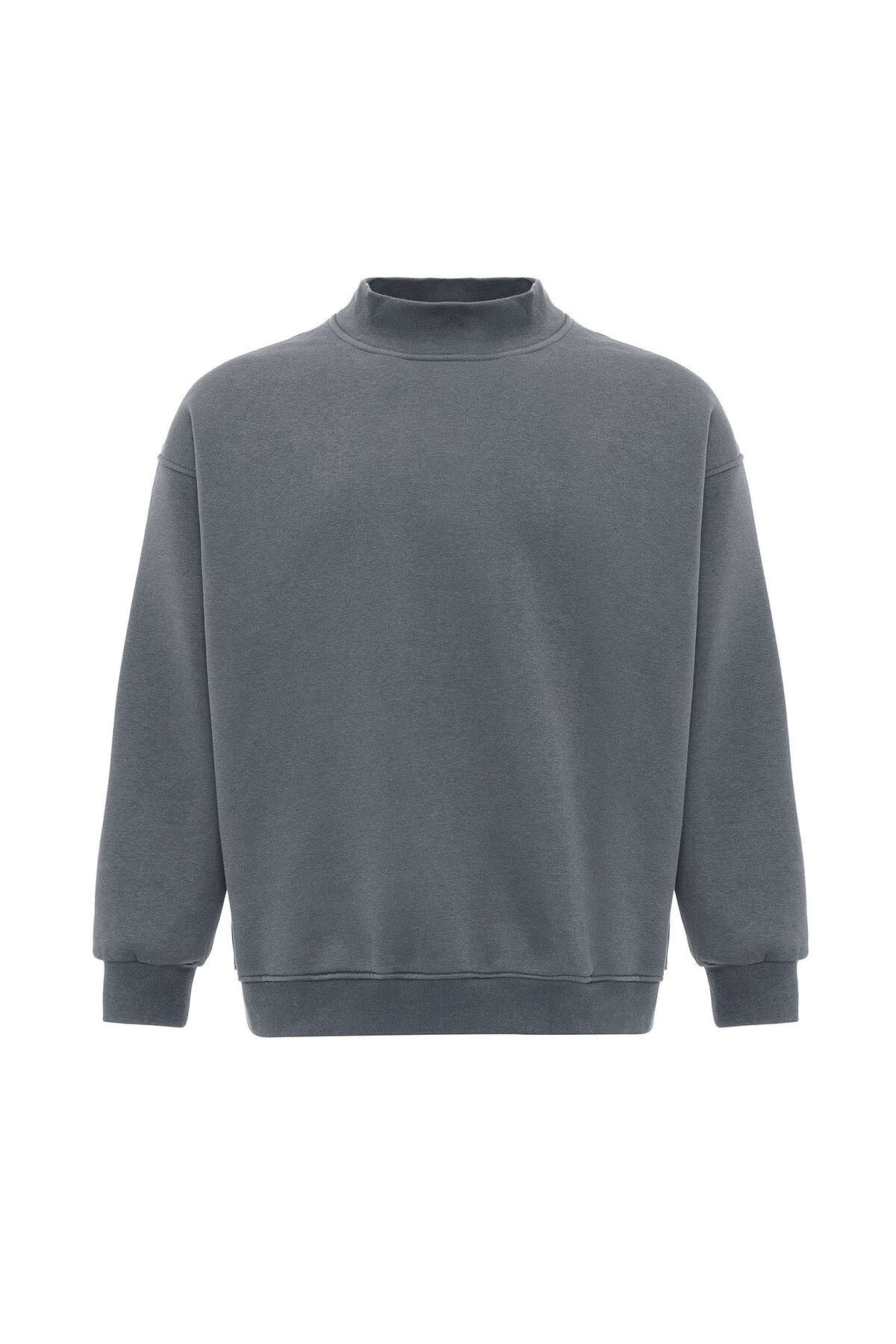 BASIC OVERSIZE BALIKÇI YAKA SWEATSHIRT FÜME