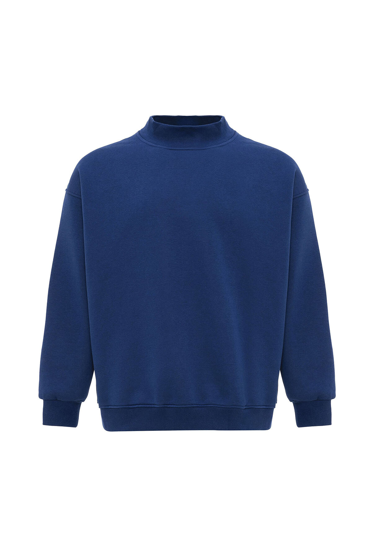 BASIC OVERSIZE BALIKÇI YAKA SWEATSHIRT İNDİGO