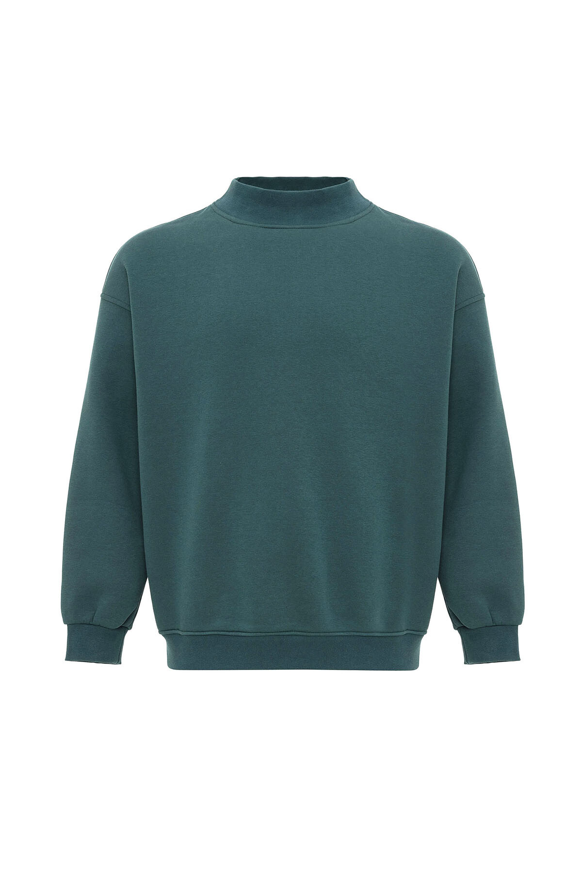 BASIC OVERSIZE BALIKÇI YAKA SWEATSHIRT PETROL