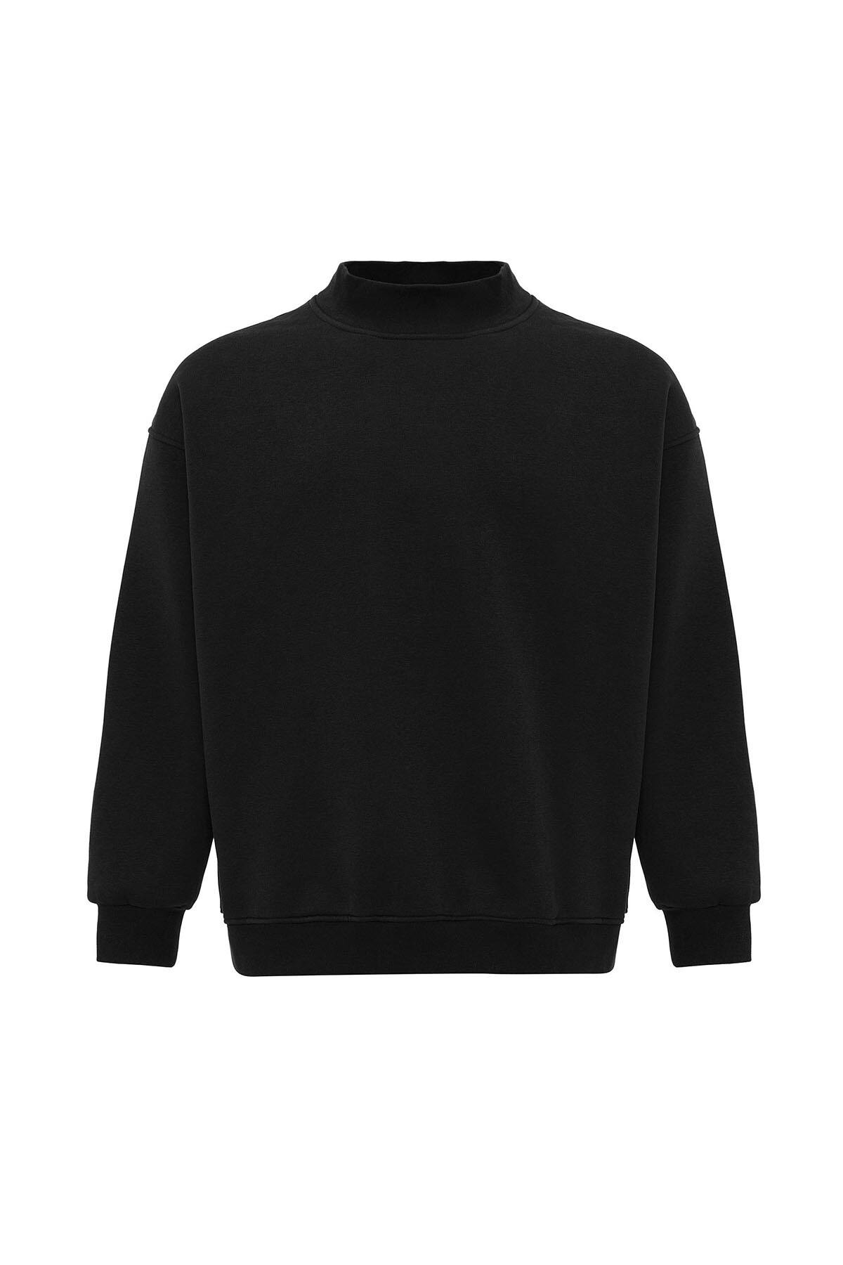 BASIC OVERSIZE BALIKÇI YAKA SWEATSHIRT SİYAH