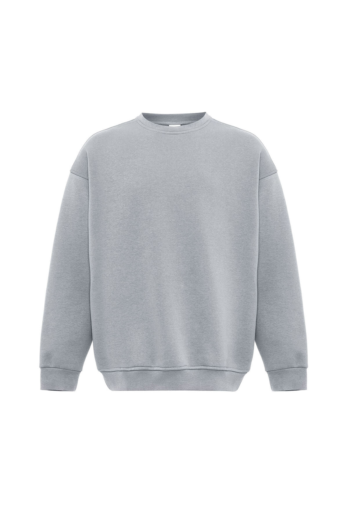 BASIC OVERSIZE BİSİKLET YAKA SWEATSHIRT GRİ