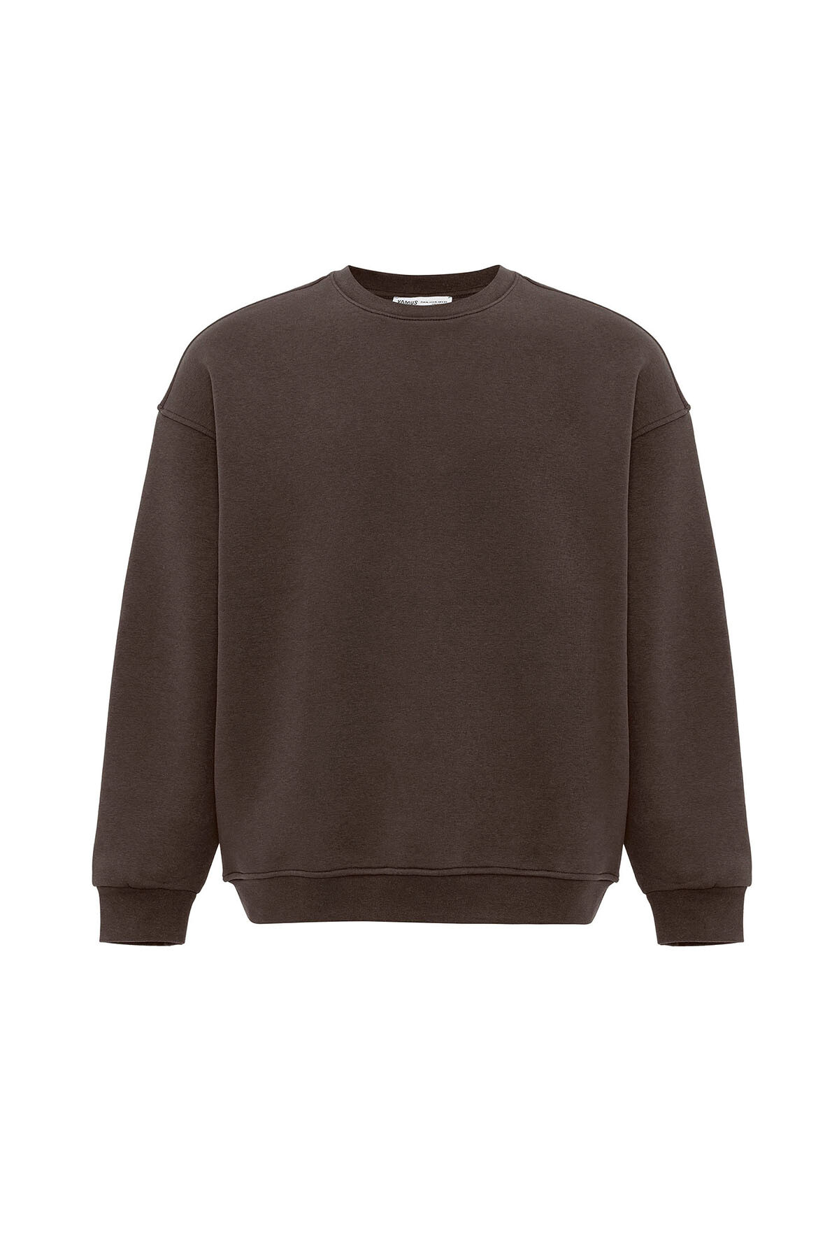 BASIC OVERSIZE BİSİKLET YAKA SWEATSHIRT KAHVE