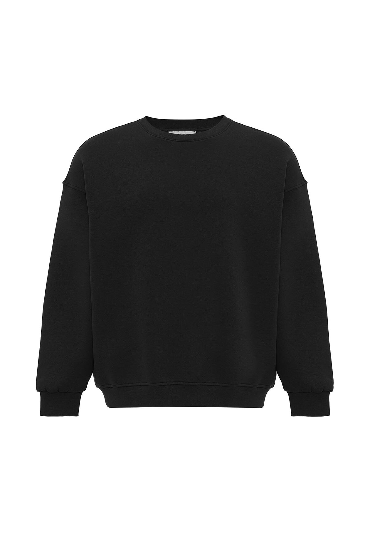 BASIC OVERSIZE BİSİKLET YAKA SWEATSHIRT SİYAH