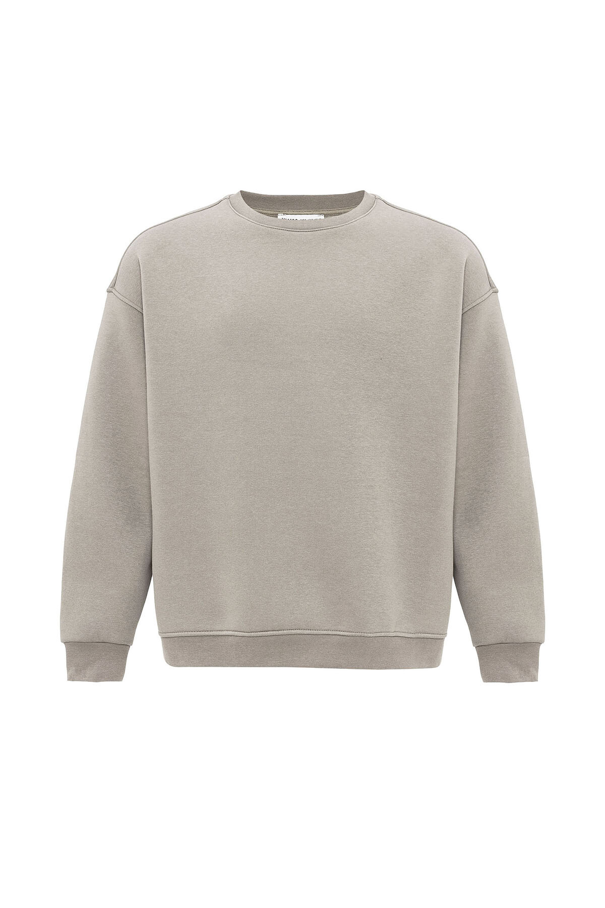 BASIC OVERSIZE BİSİKLET YAKA SWEATSHIRT VİZON