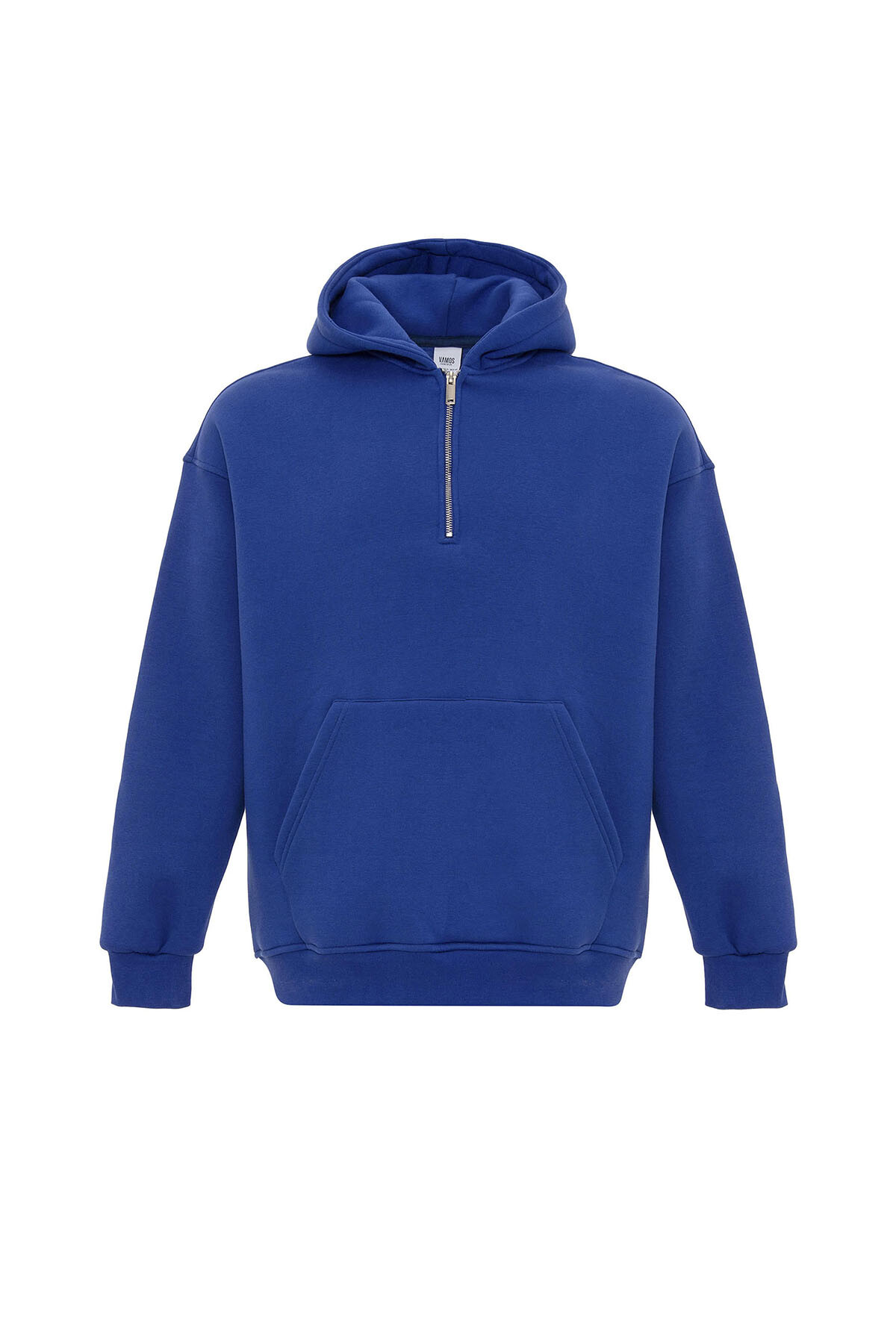 BASIC OVERSIZE FERMUAR DETAYLI KAPÜŞONLU SWEATSHIRT SAKS