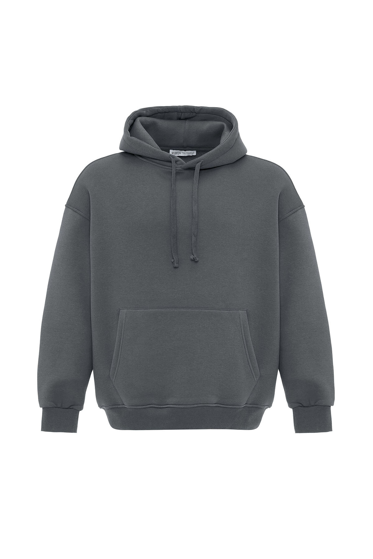 BASIC OVERSIZE KAPÜŞONLU CEP DETAYLI SWEATSHIRT FÜME