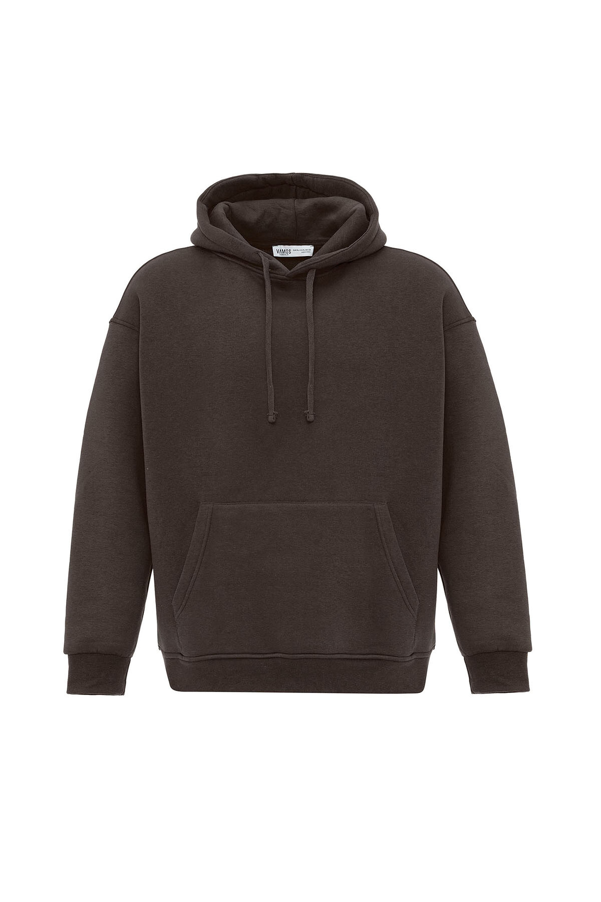 BASIC OVERSIZE KAPÜŞONLU CEP DETAYLI SWEATSHIRT KAHVE