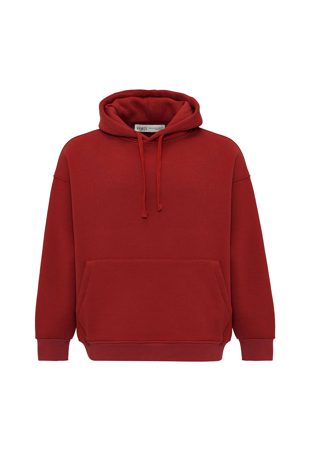 BASIC OVERSIZE KAPÜŞONLU CEP DETAYLI SWEATSHIRT KIRMIZI