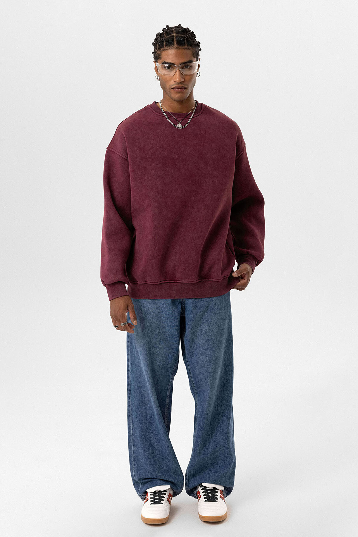 BASIC OVERSIZE SWEATSHIRT BORDO