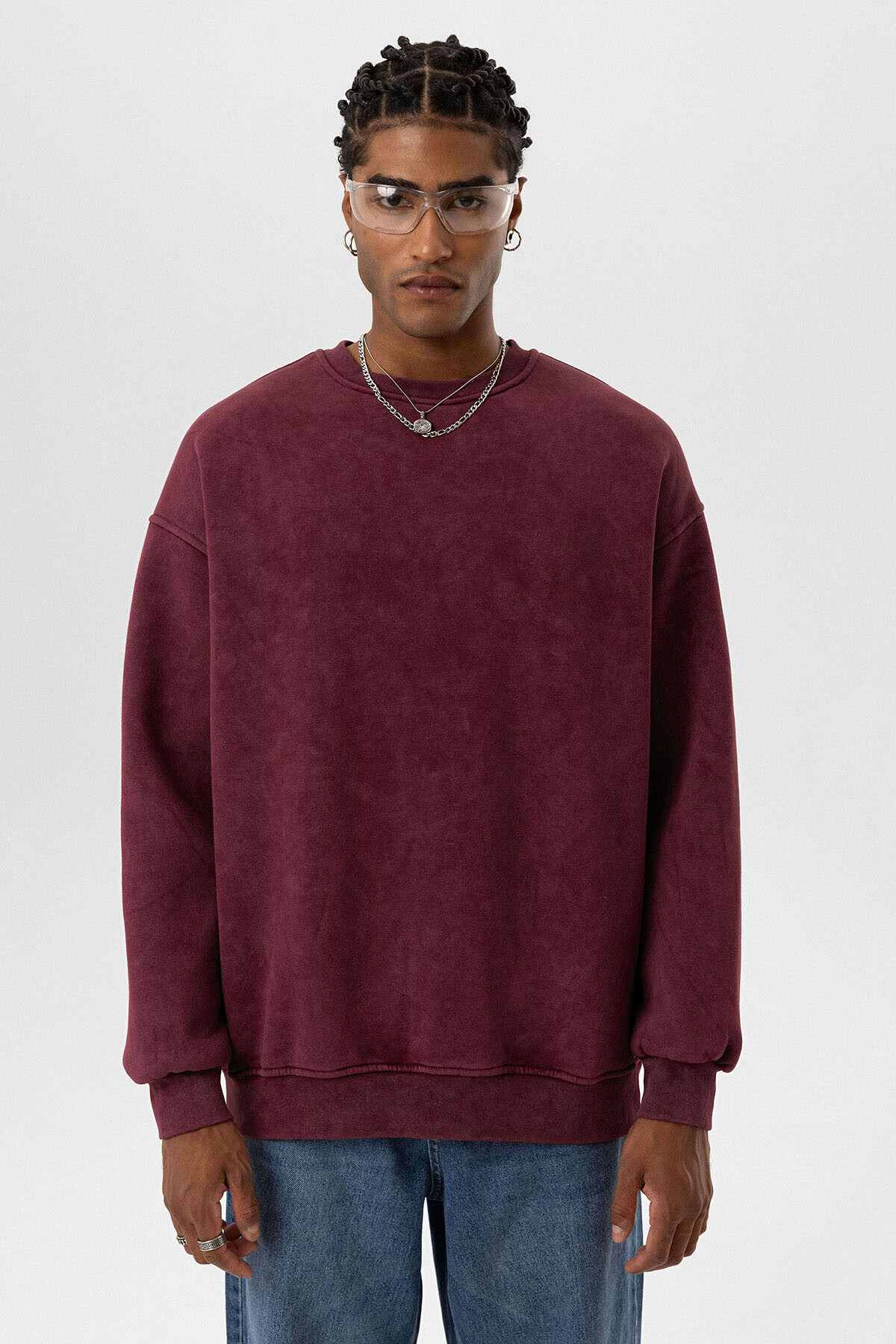 BASIC OVERSIZE SWEATSHIRT BORDO