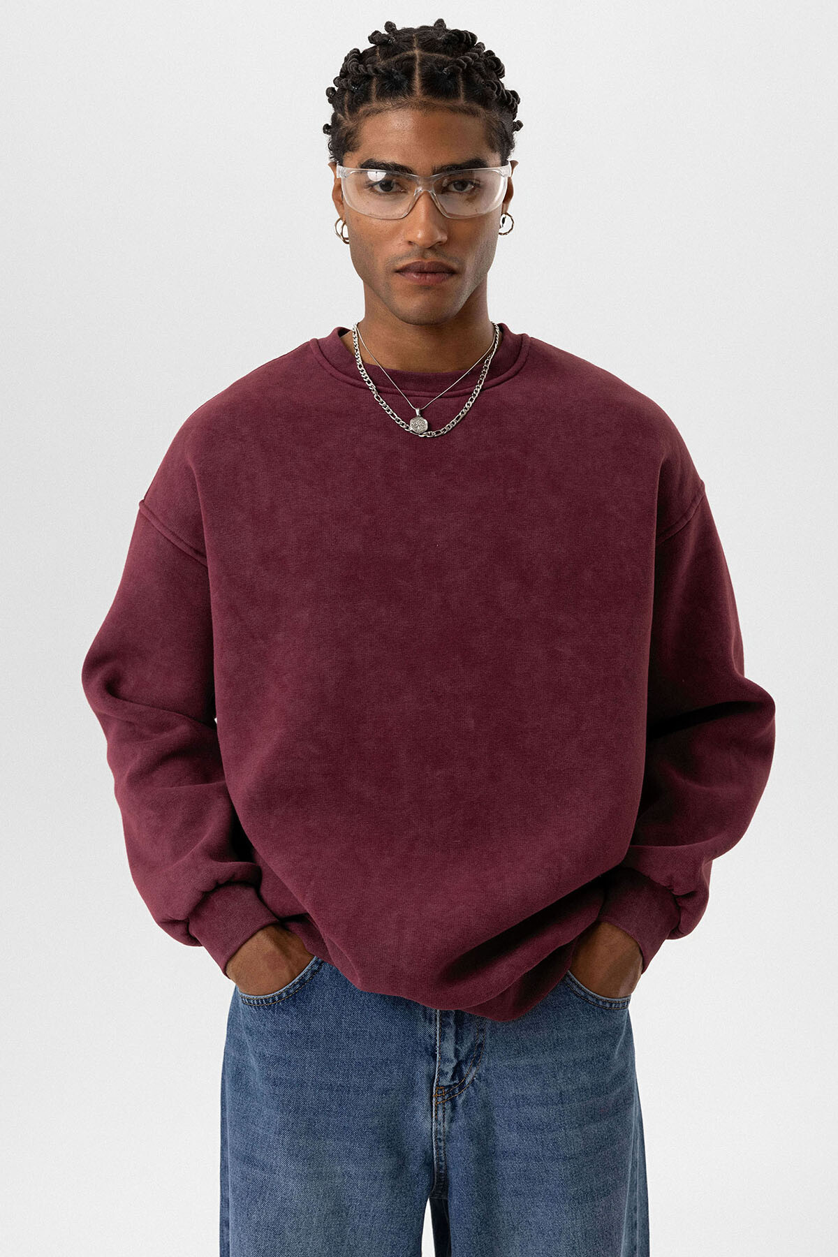 BASIC OVERSIZE SWEATSHIRT BORDO