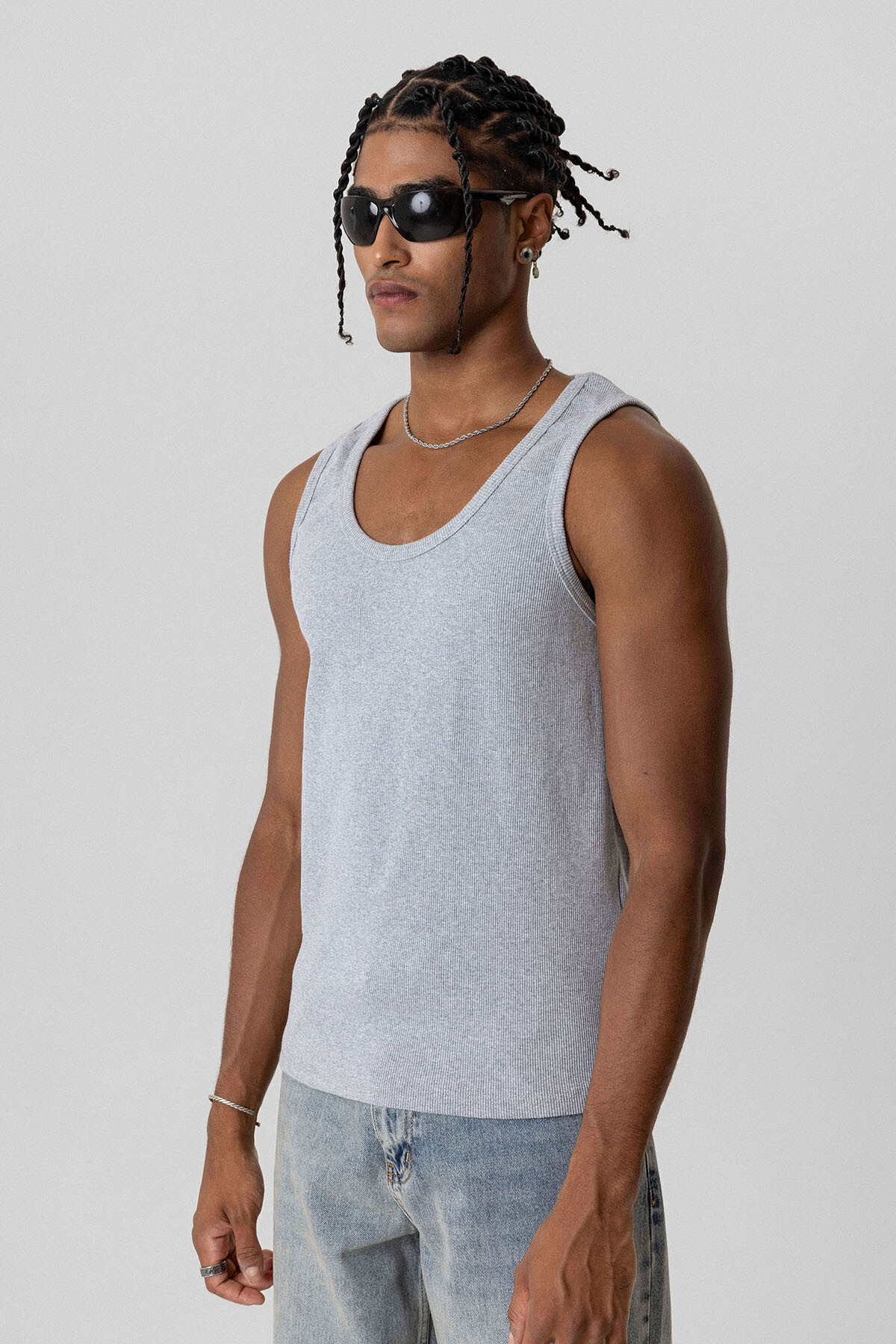 BASIC TANK TOP KAŞKORSE ATLET GRİ MELANJ