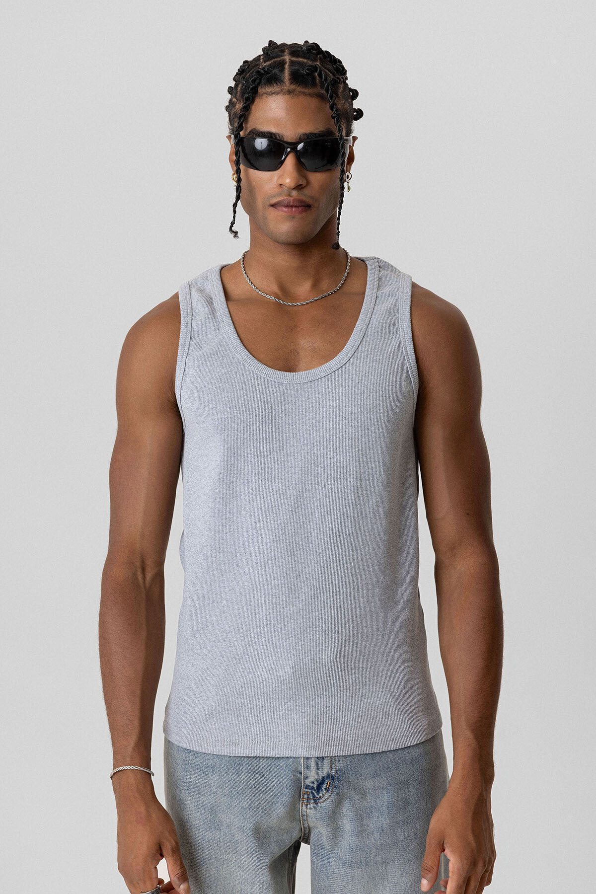 BASIC TANK TOP KAŞKORSE ATLET GRİ MELANJ