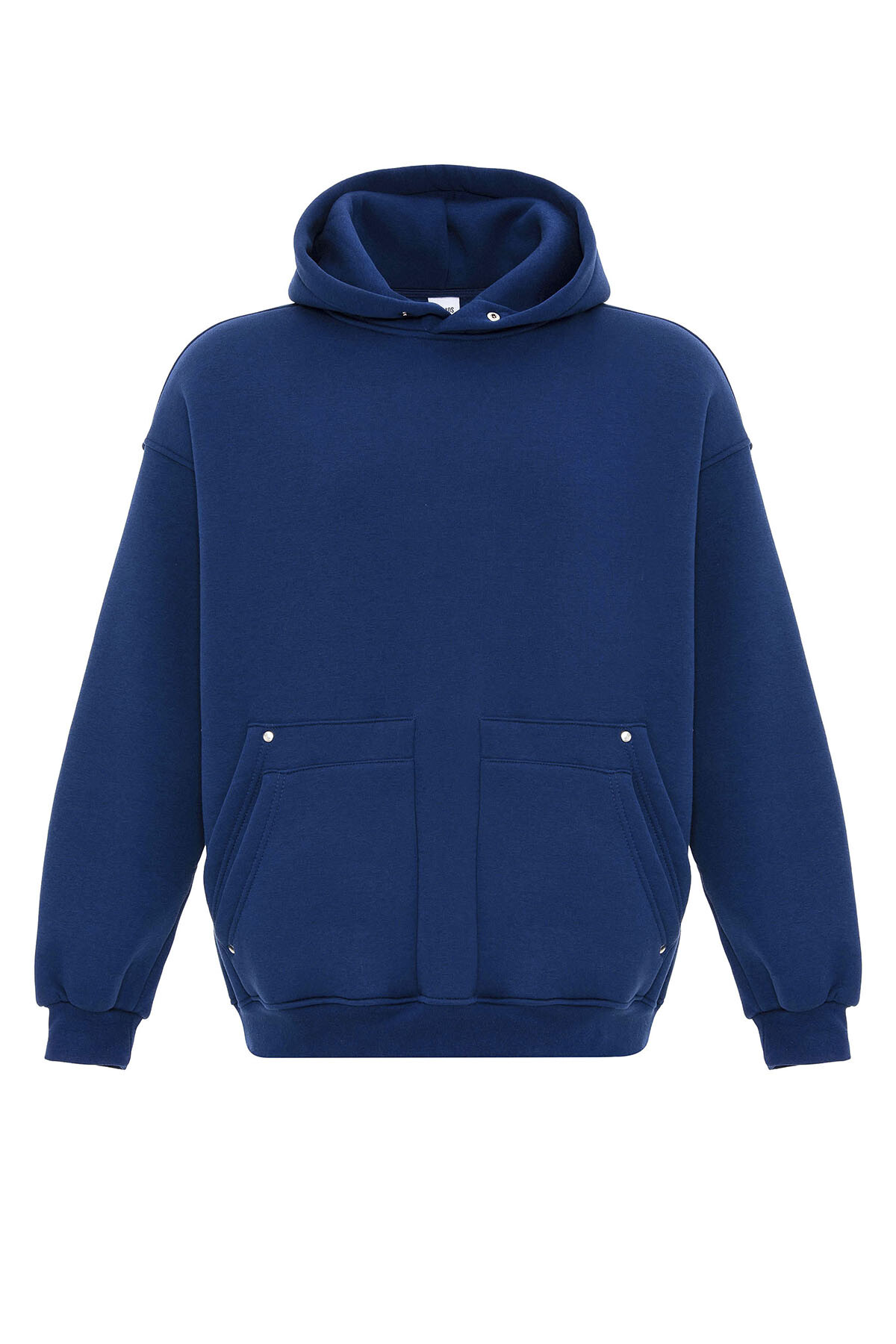 CEP DETAYLI KAPÜŞONLU OVERSIZE SWEATSHIRT İNDİGO