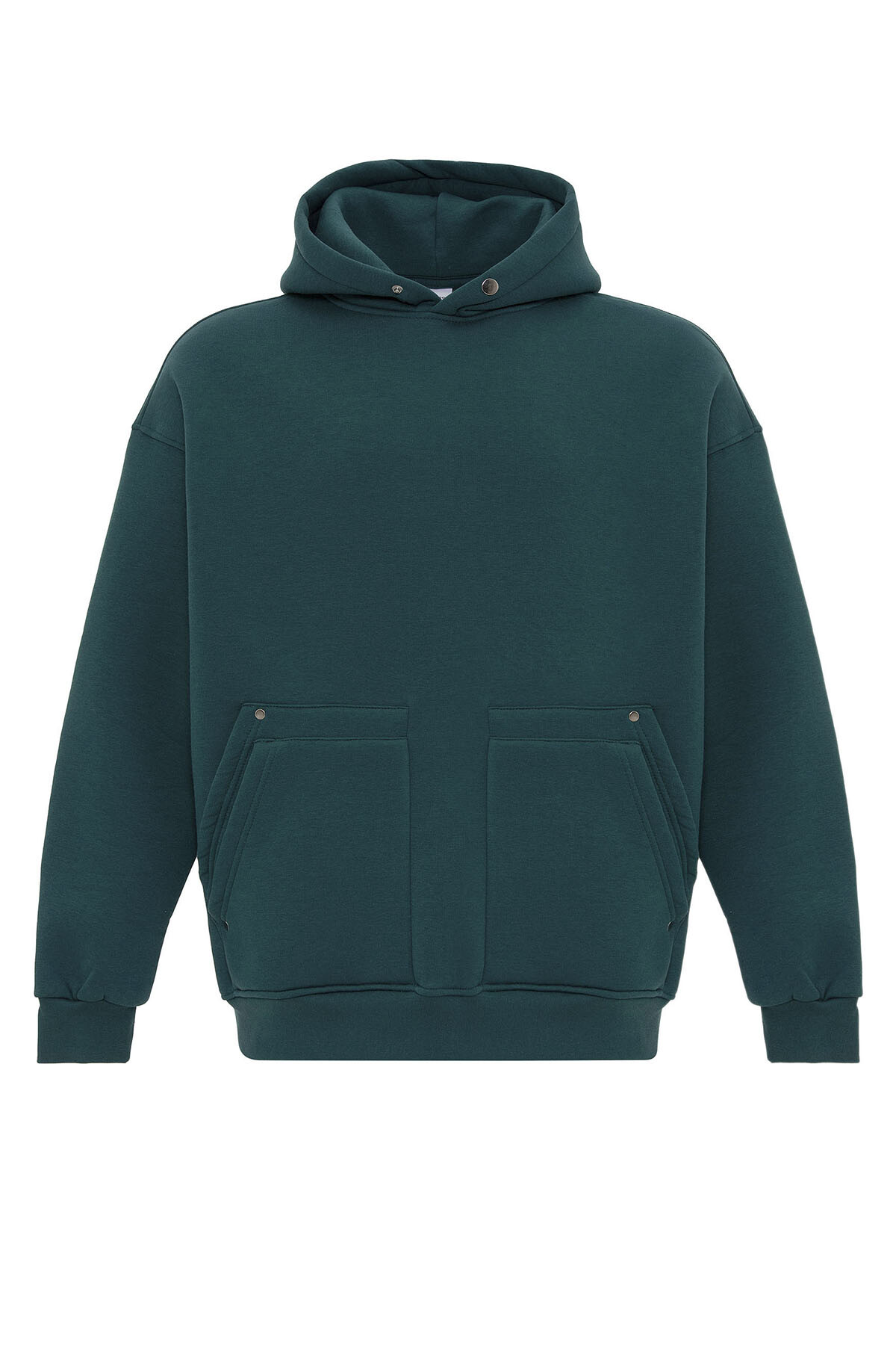 CEP DETAYLI KAPÜŞONLU OVERSIZE SWEATSHIRT PETROL