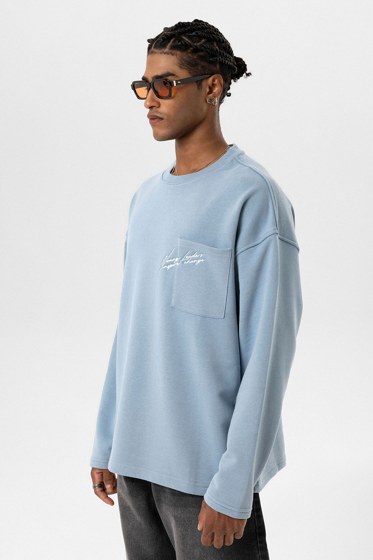 CEP DETAYLI OVERSIZE SWEATSHIRT AQUA MARINE