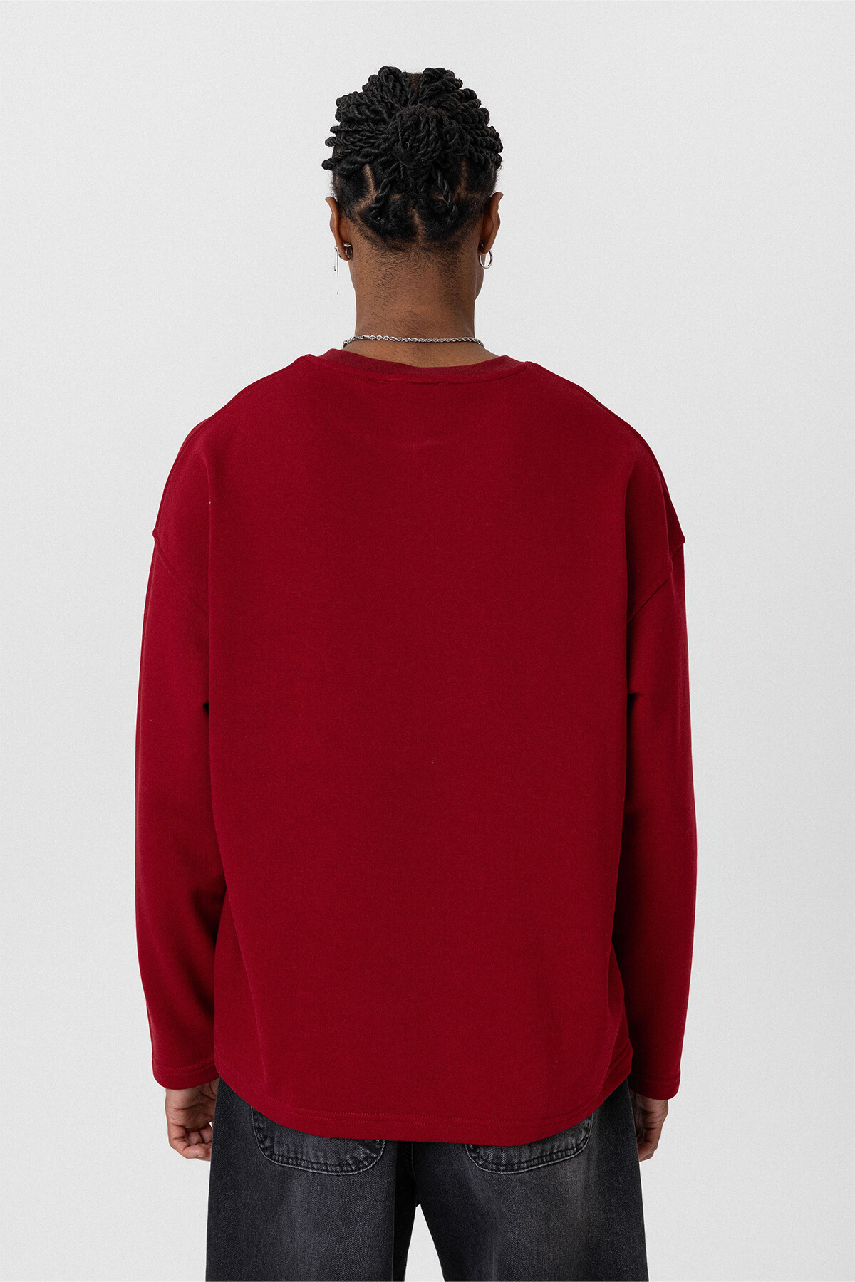 CEP DETAYLI OVERSIZE SWEATSHIRT BORDO