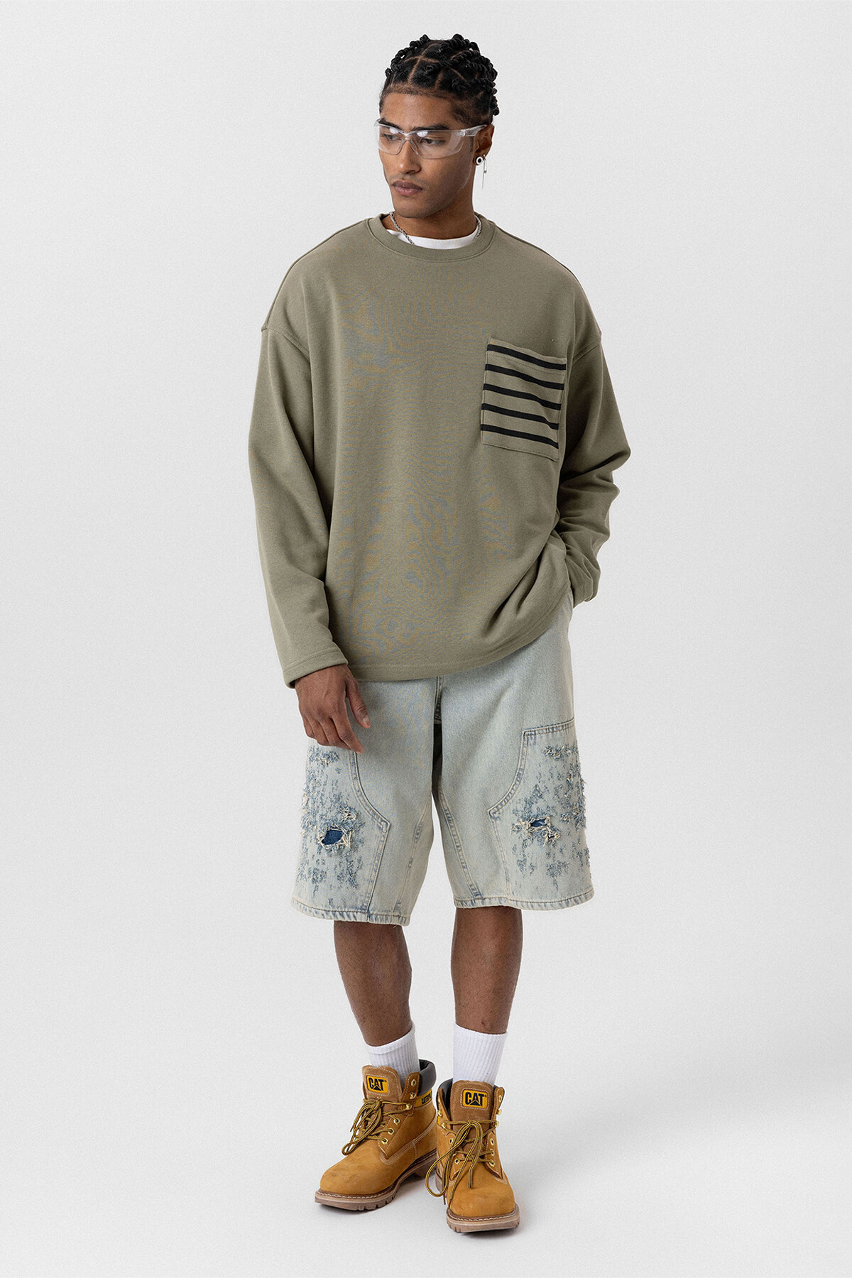 CEP DETAYLI OVERSIZE SWEATSHIRT HAKİ