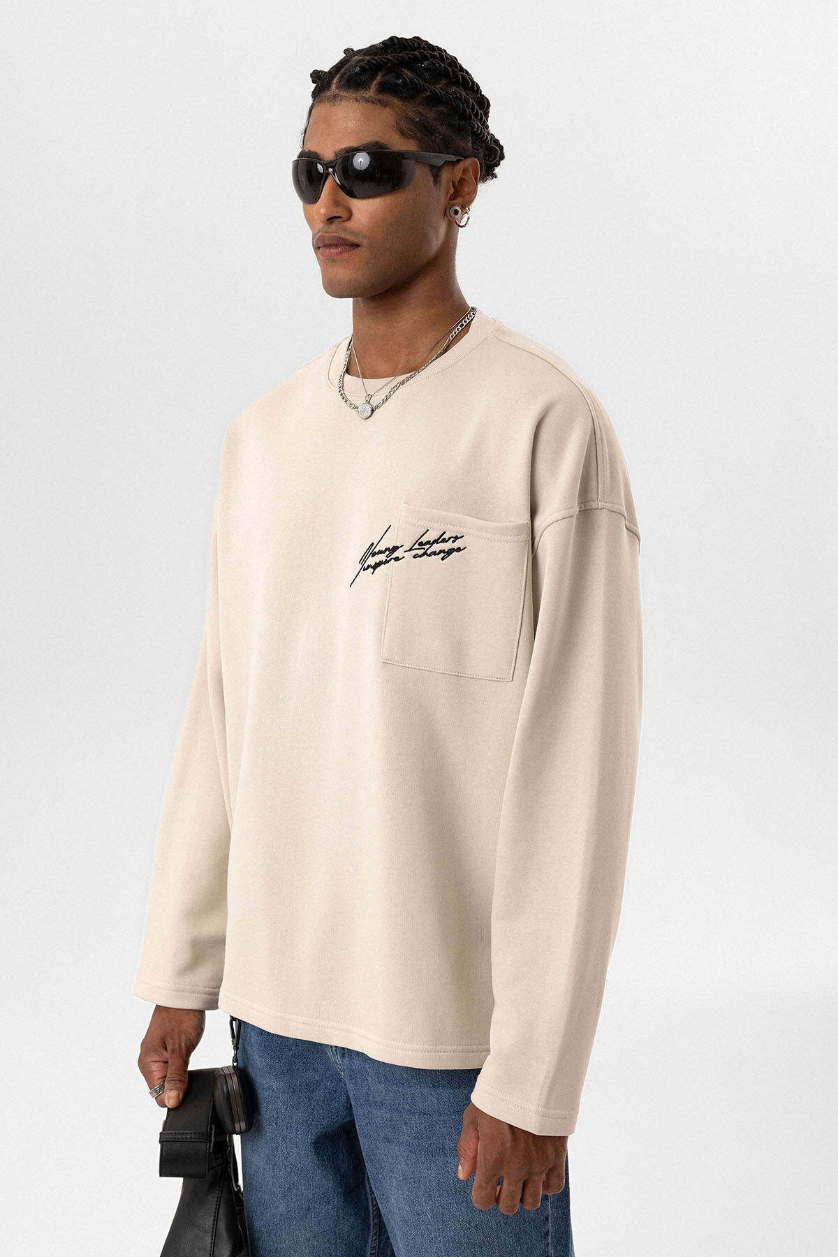 CEP DETAYLI OVERSIZE SWEATSHIRT TAŞ