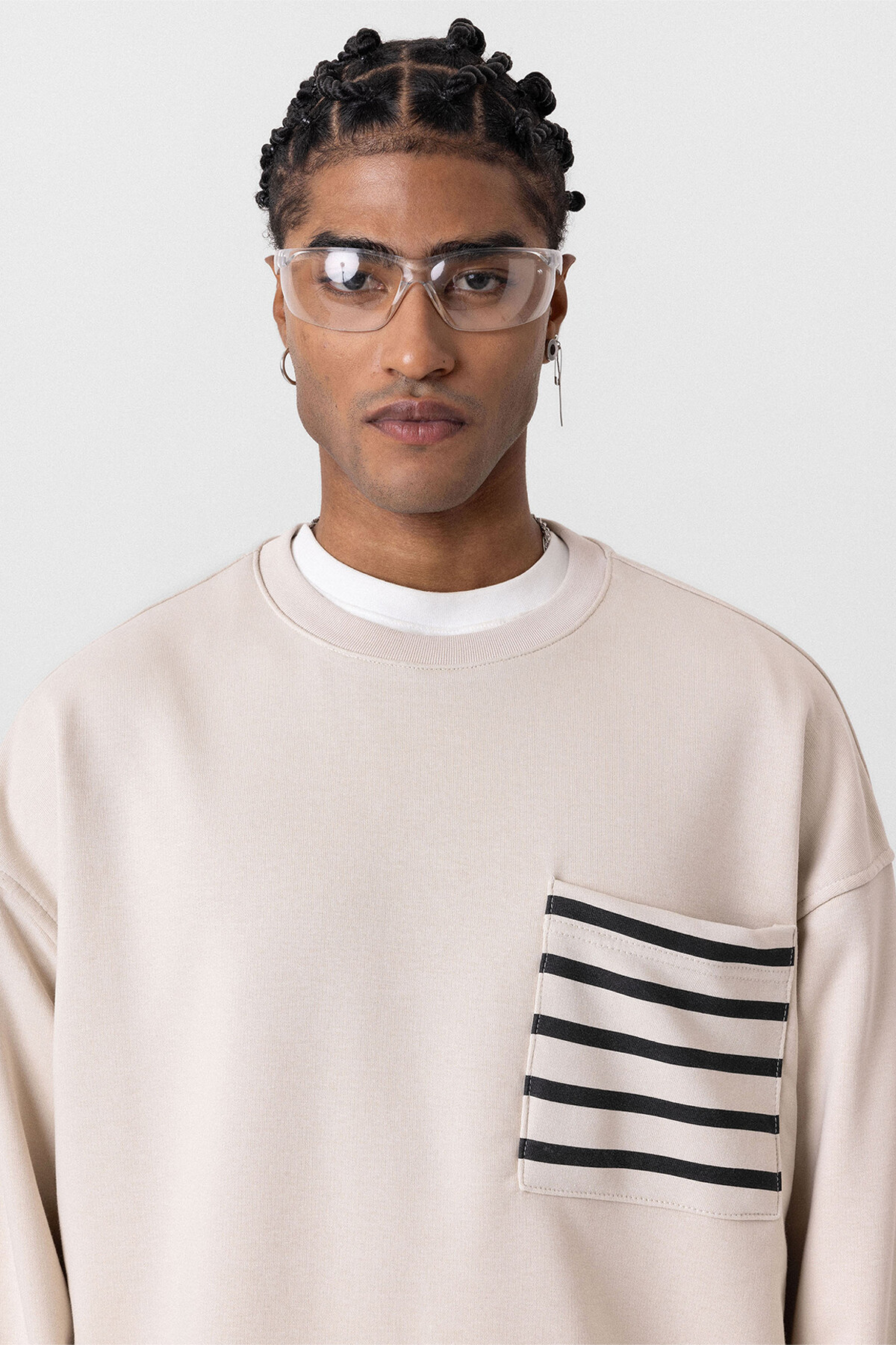 CEP DETAYLI OVERSIZE SWEATSHIRT TAŞ