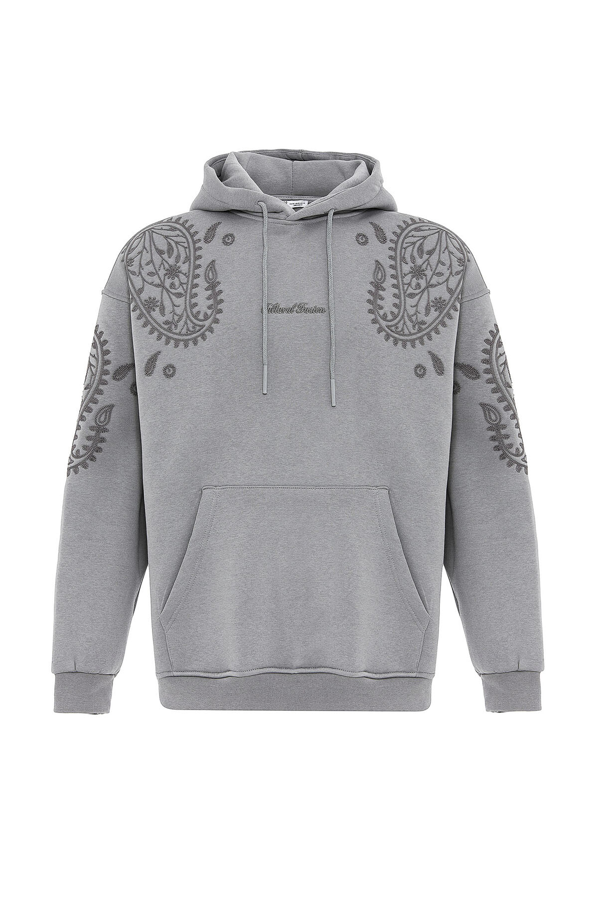 DESENLİ OVERSIZE SWEATSHIRT GRİ