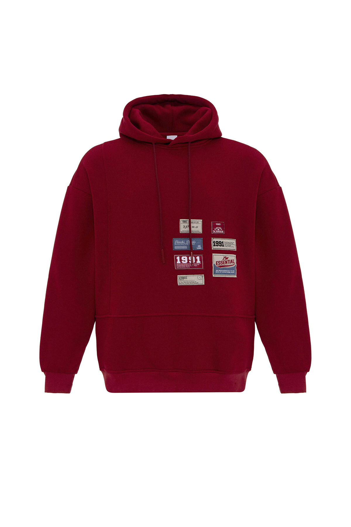 ETİKET DETAYLI OVERSIZE SWEATSHIRT BORDO