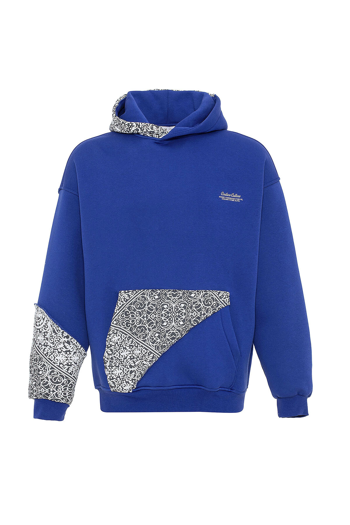 ETNİK DESEN BASKILI OVERSIZE SWEATSHIRT SAKS