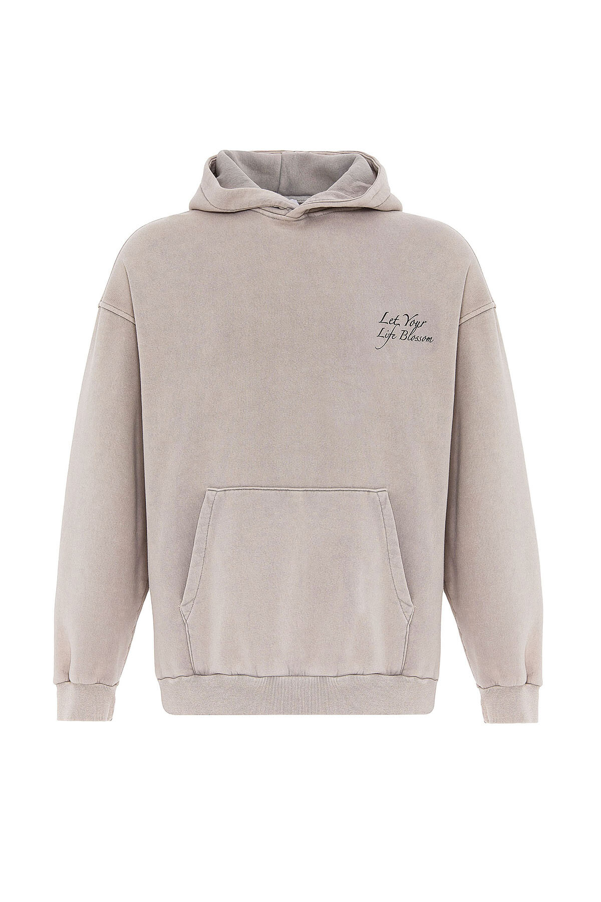 YAZI DETAYLI  YIKAMALI OVERSIZE SWEATSHIRT TAŞ