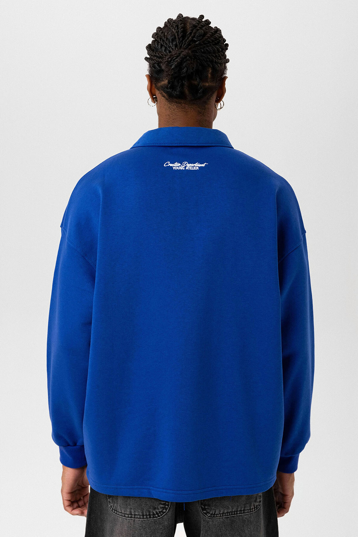 POLO YAKA YAZI DETAYLI OVERSIZE SWEATSHIRT SAKS