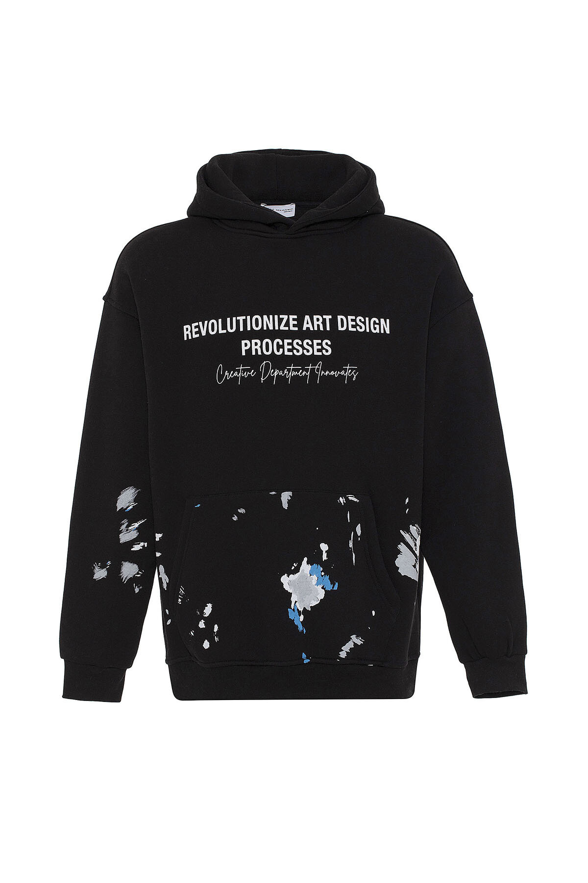 RENK DETAYLI OVERSIZE KAPÜŞONLU SWEATSHIRT SİYAH