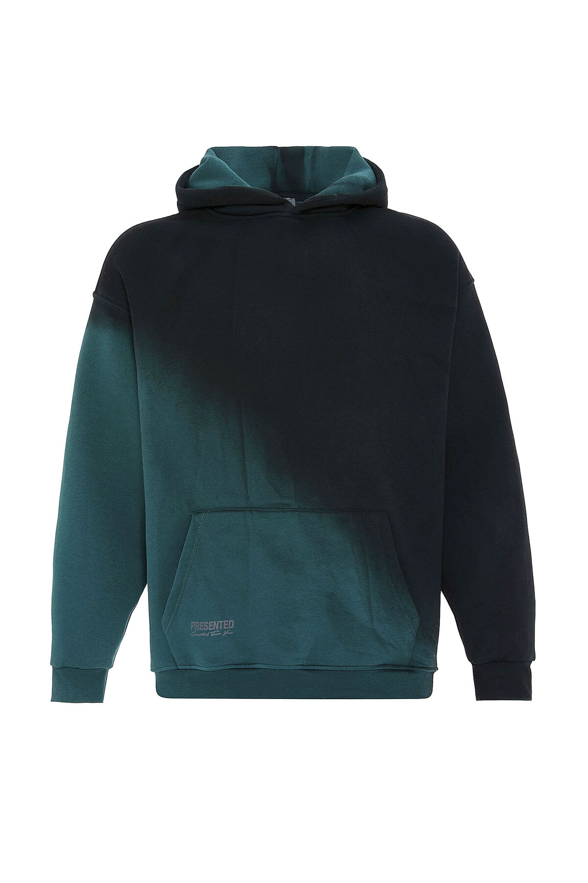 RENK GEÇİŞLİ  OVERSIZE KAPÜŞONLU SWEATSHIRT PETROL