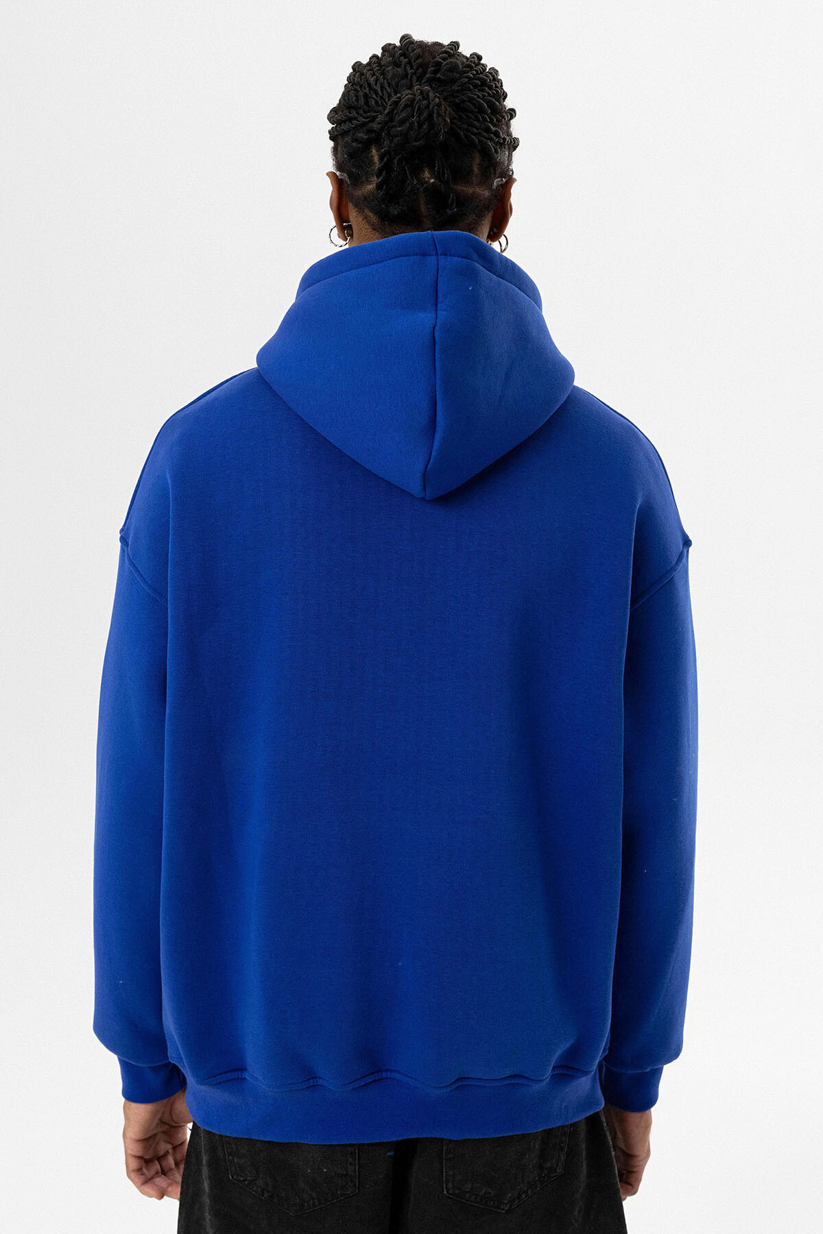 YAZI BASKILI OVERSIZE KAPÜŞONLU SWEATSHIRT SAKS