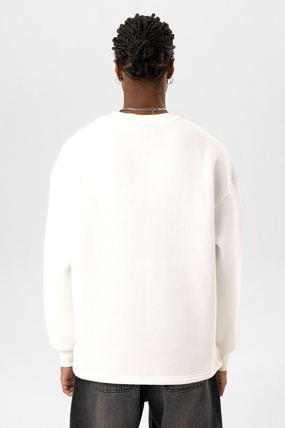 YAZI BASKILI OVERSIZE SWEATSHIRT EKRU