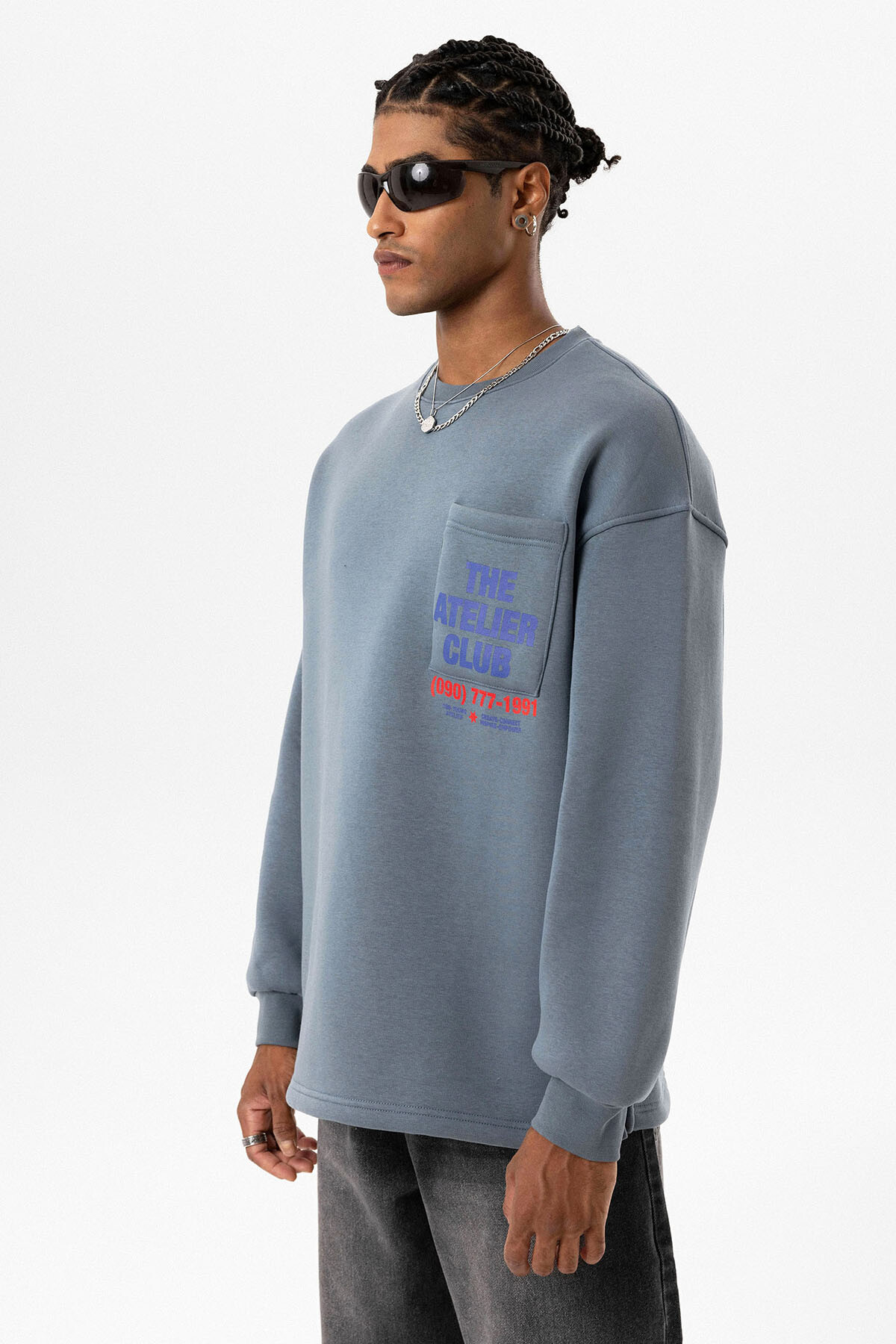 YAZI BASKILI OVERSIZE SWEATSHIRT FÜME