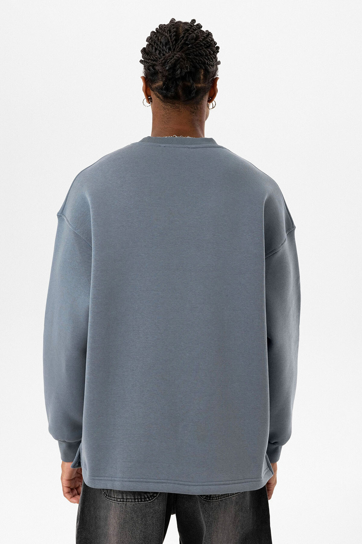 YAZI BASKILI OVERSIZE SWEATSHIRT FÜME