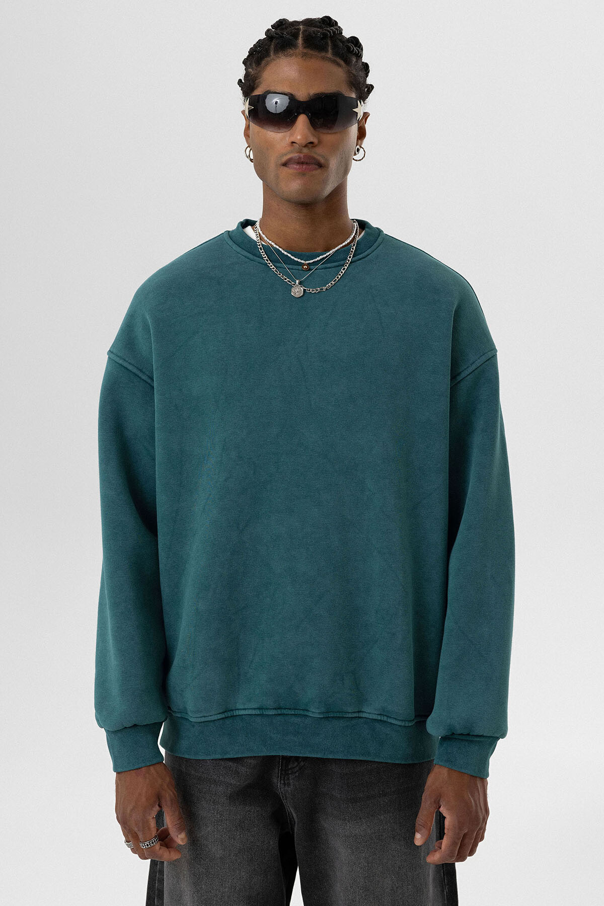 YIKAMALI BASIC OVERSIZE SWEATSHIRT PETROL